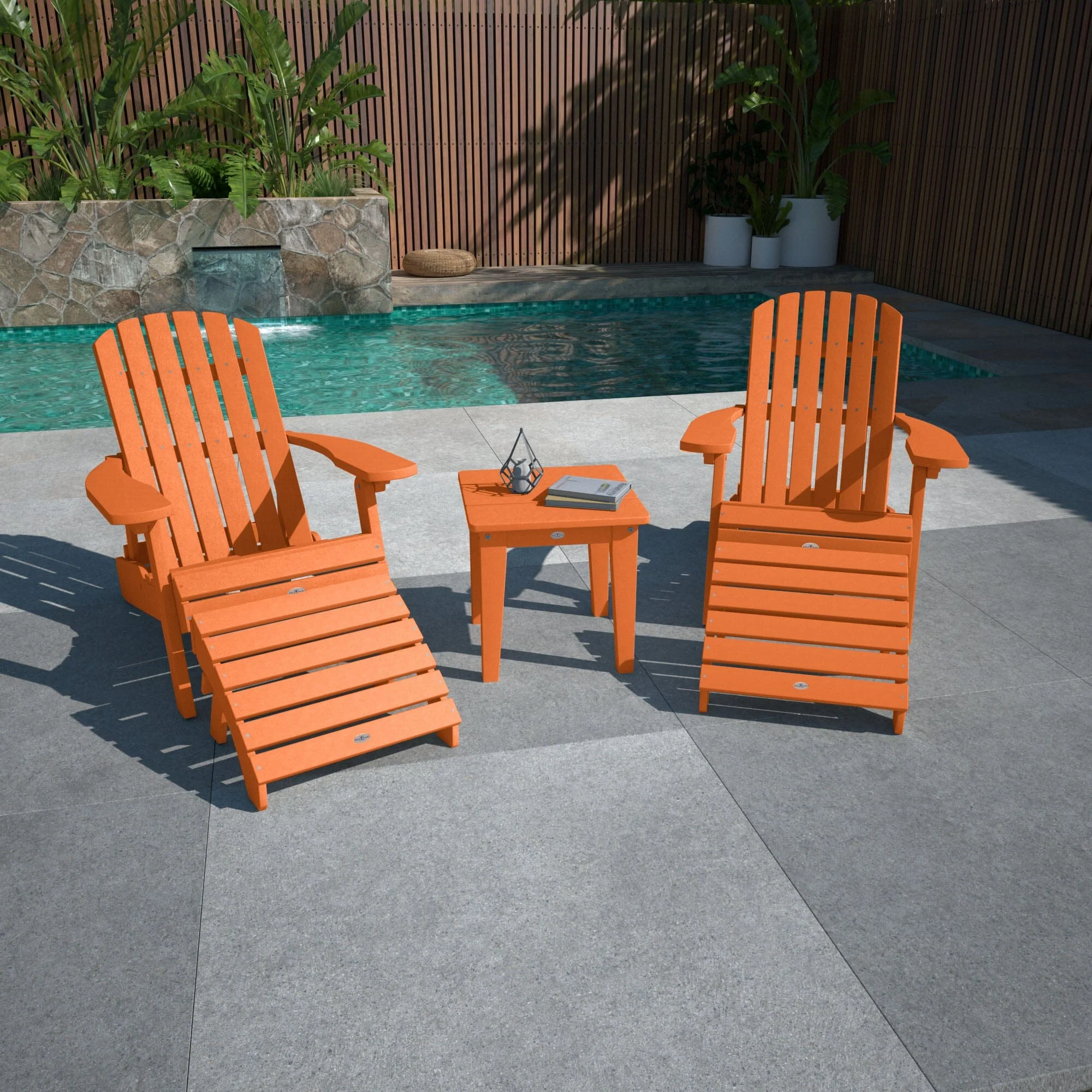 2 Cape Folding Adirondacks, 2 Ottomans, and 1 Side Table - Image 10