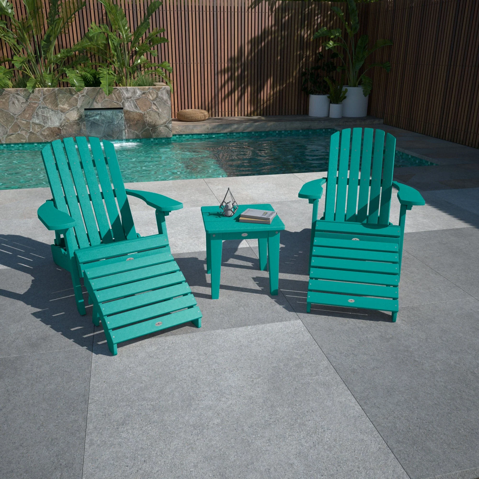 2 Cape Folding Adirondacks, 2 Ottomans, and 1 Side Table - Image 4