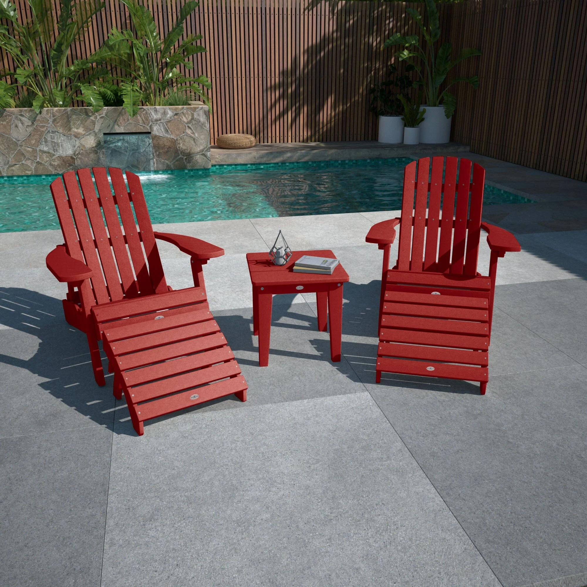 2 Cape Folding Adirondacks, 2 Ottomans, and 1 Side Table - Image 6