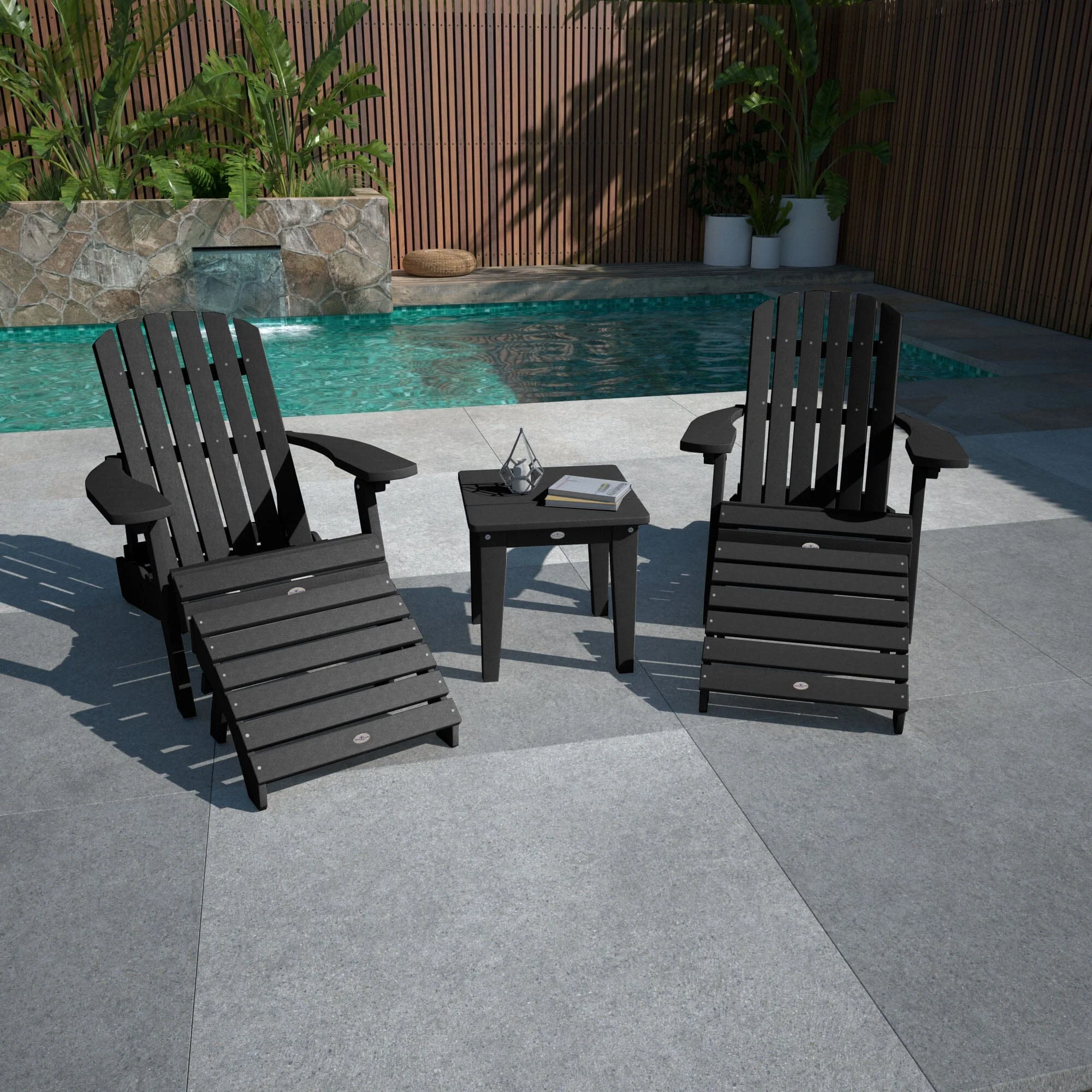2 Cape Folding Adirondacks, 2 Ottomans, and 1 Side Table - Image 8