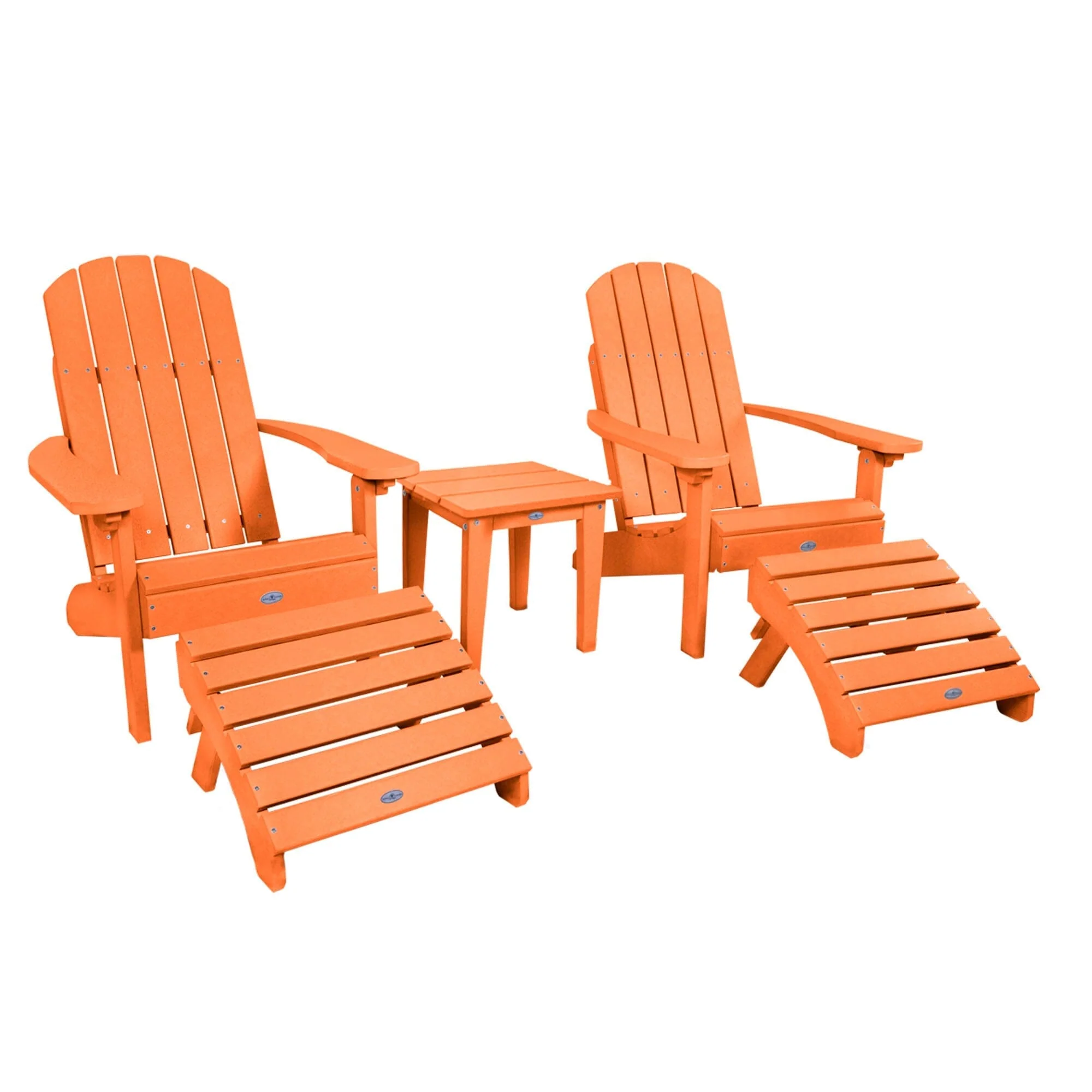 Two Cape Classic Adirondack Chairs, Side Table and Ottoman 5 pc Set - Image 9