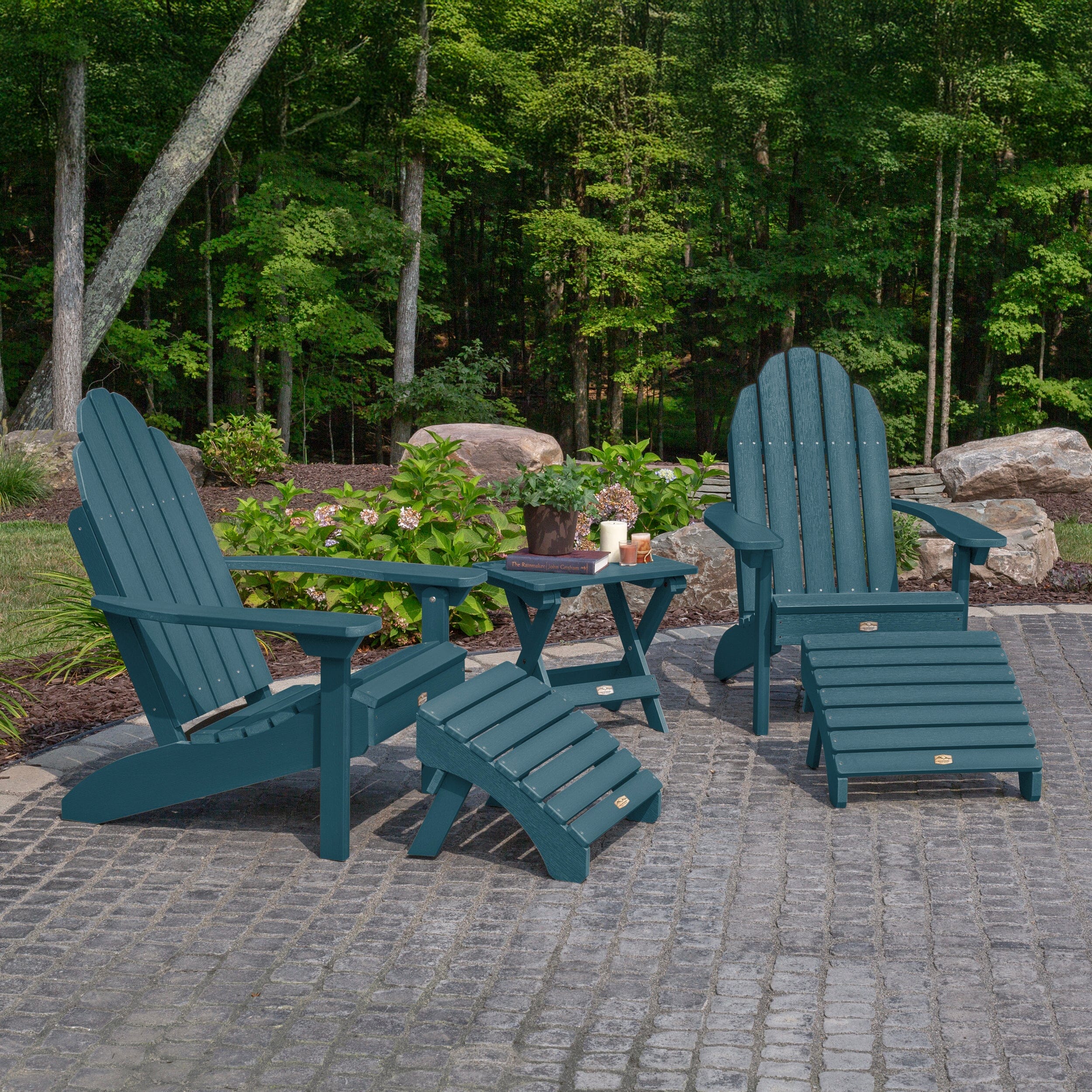 2 Essential Adirondack Chairs, Folding Table & 2 Ottomans - Image 10