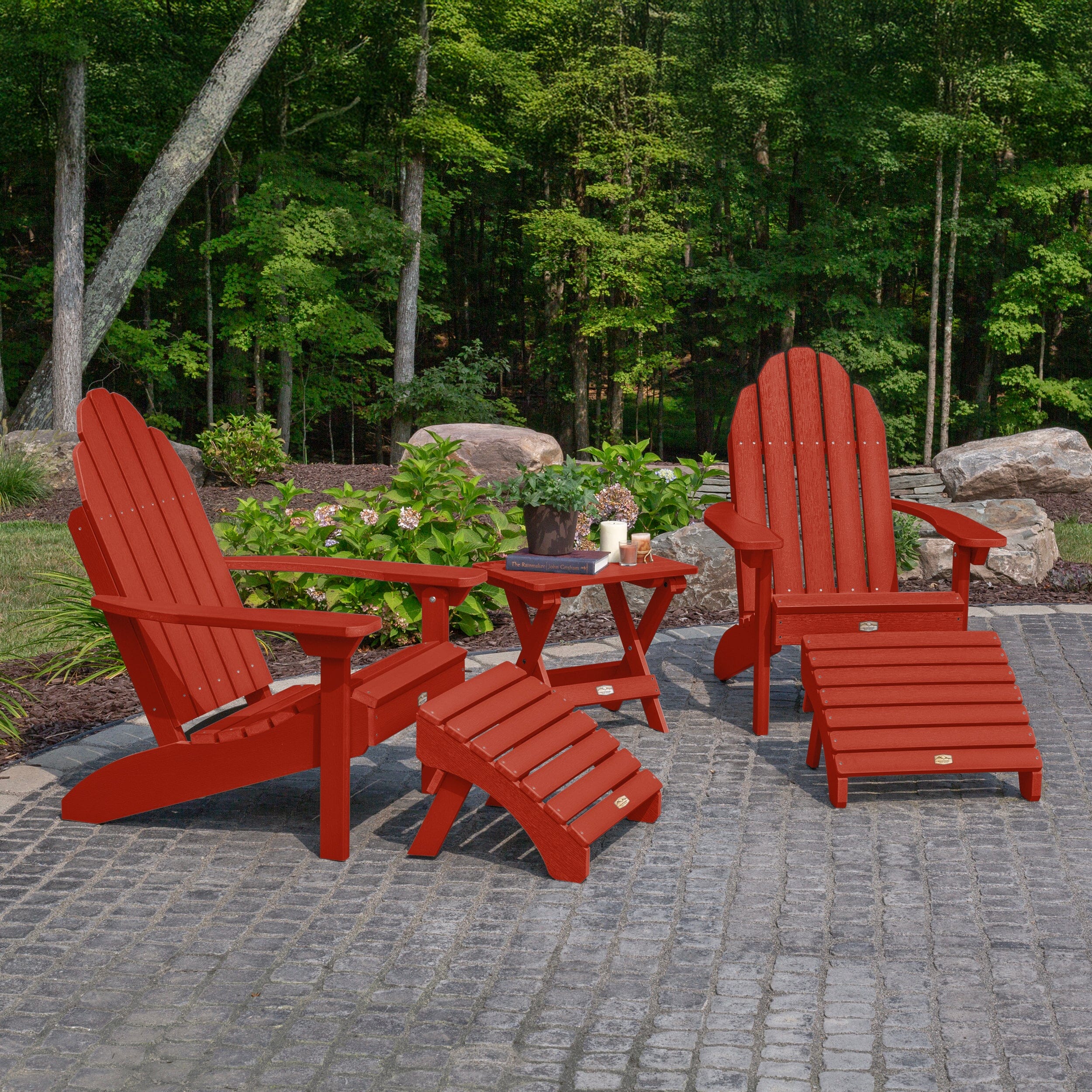 2 Essential Adirondack Chairs, Folding Table & 2 Ottomans - Image 12