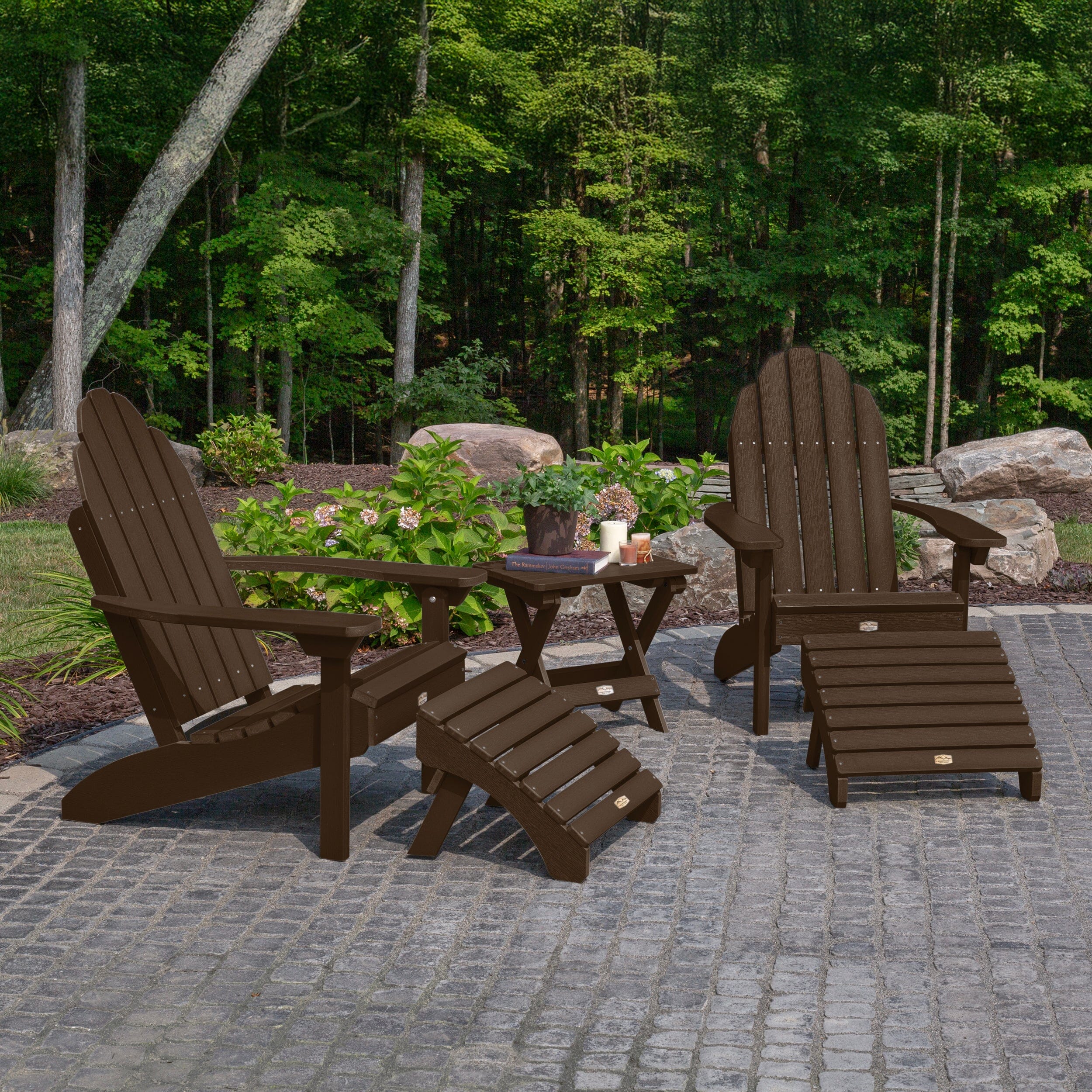 2 Essential Adirondack Chairs, Folding Table & 2 Ottomans - Image 4