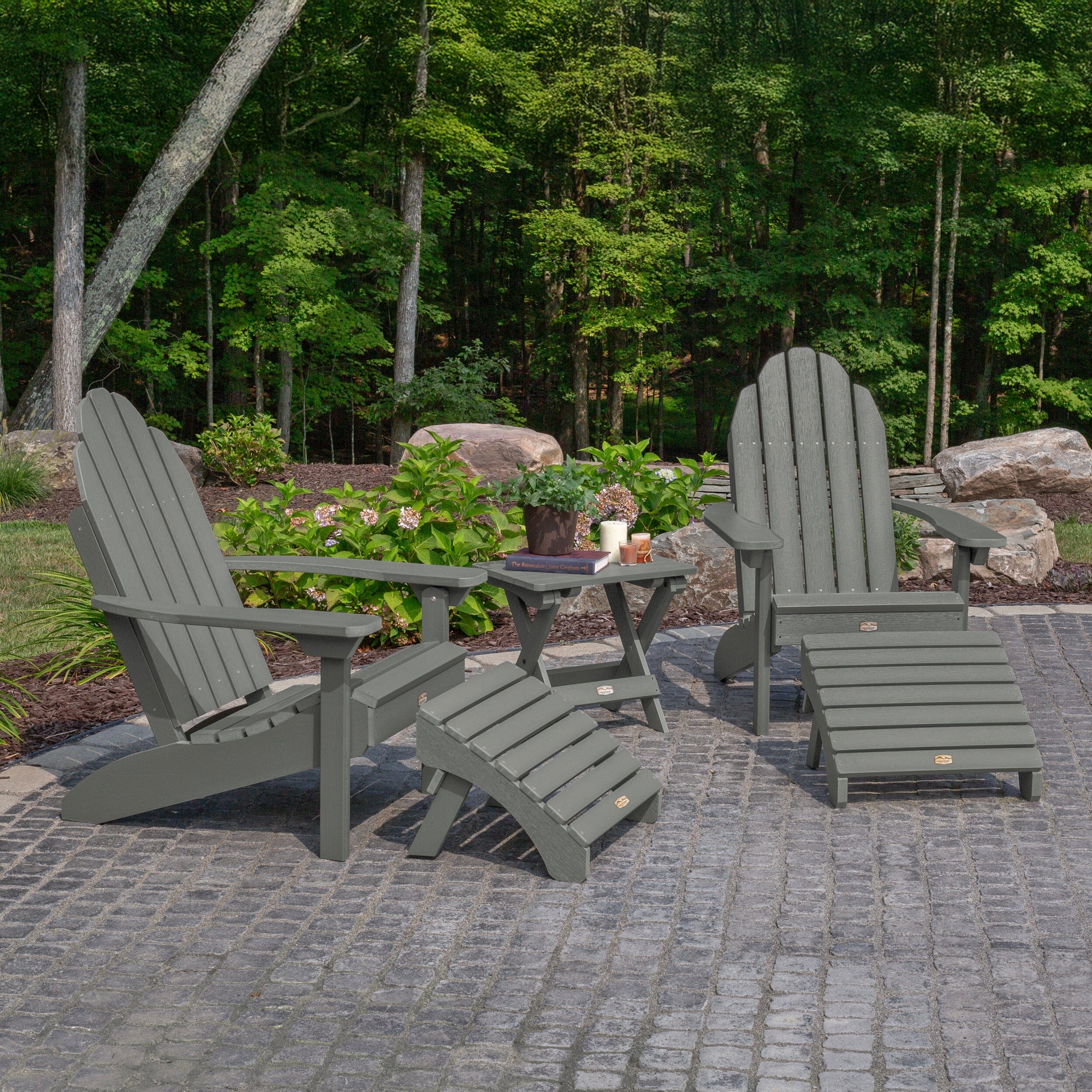 2 Essential Adirondack Chairs, Folding Table & 2 Ottomans - Image 6
