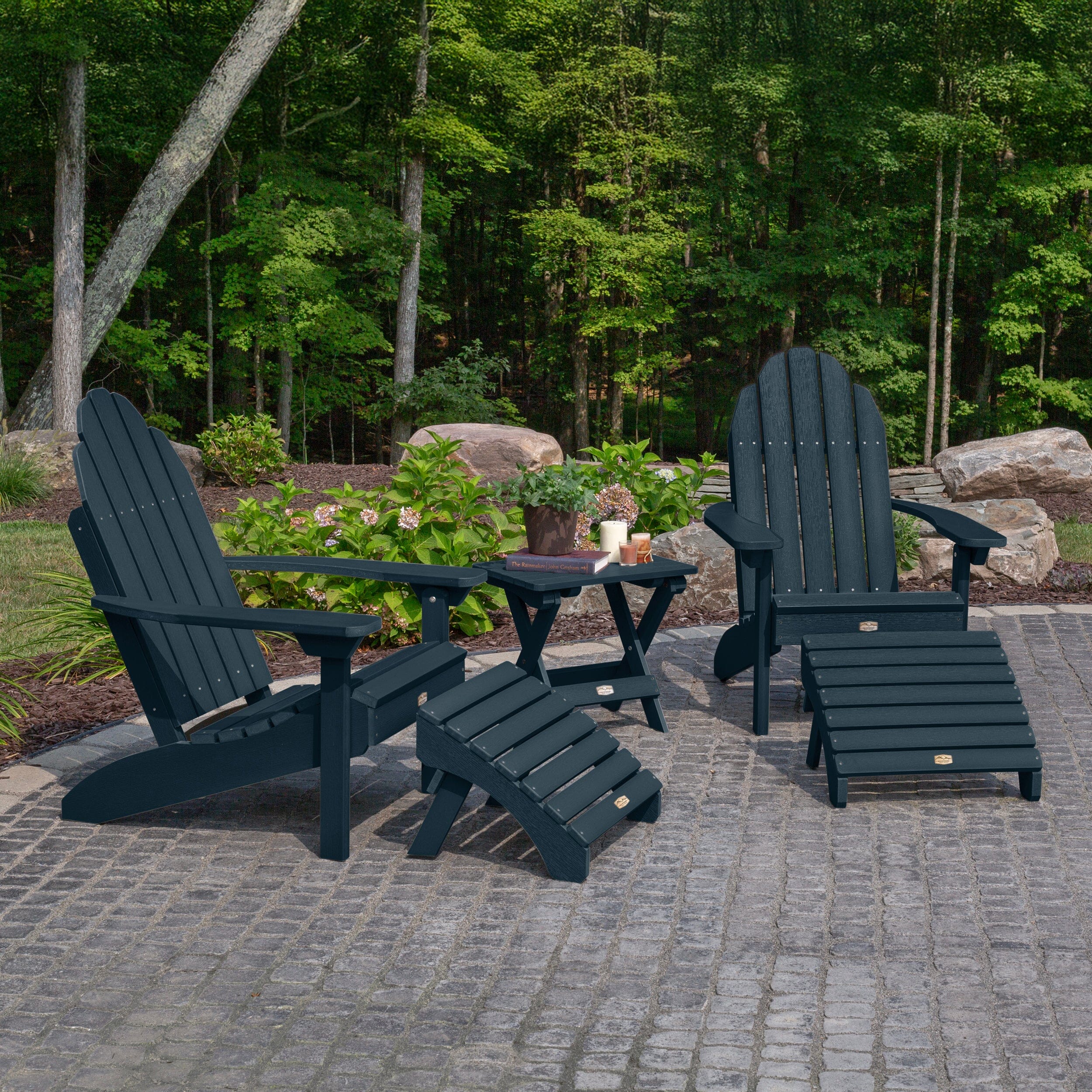 2 Essential Adirondack Chairs, Folding Table & 2 Ottomans - Image 8