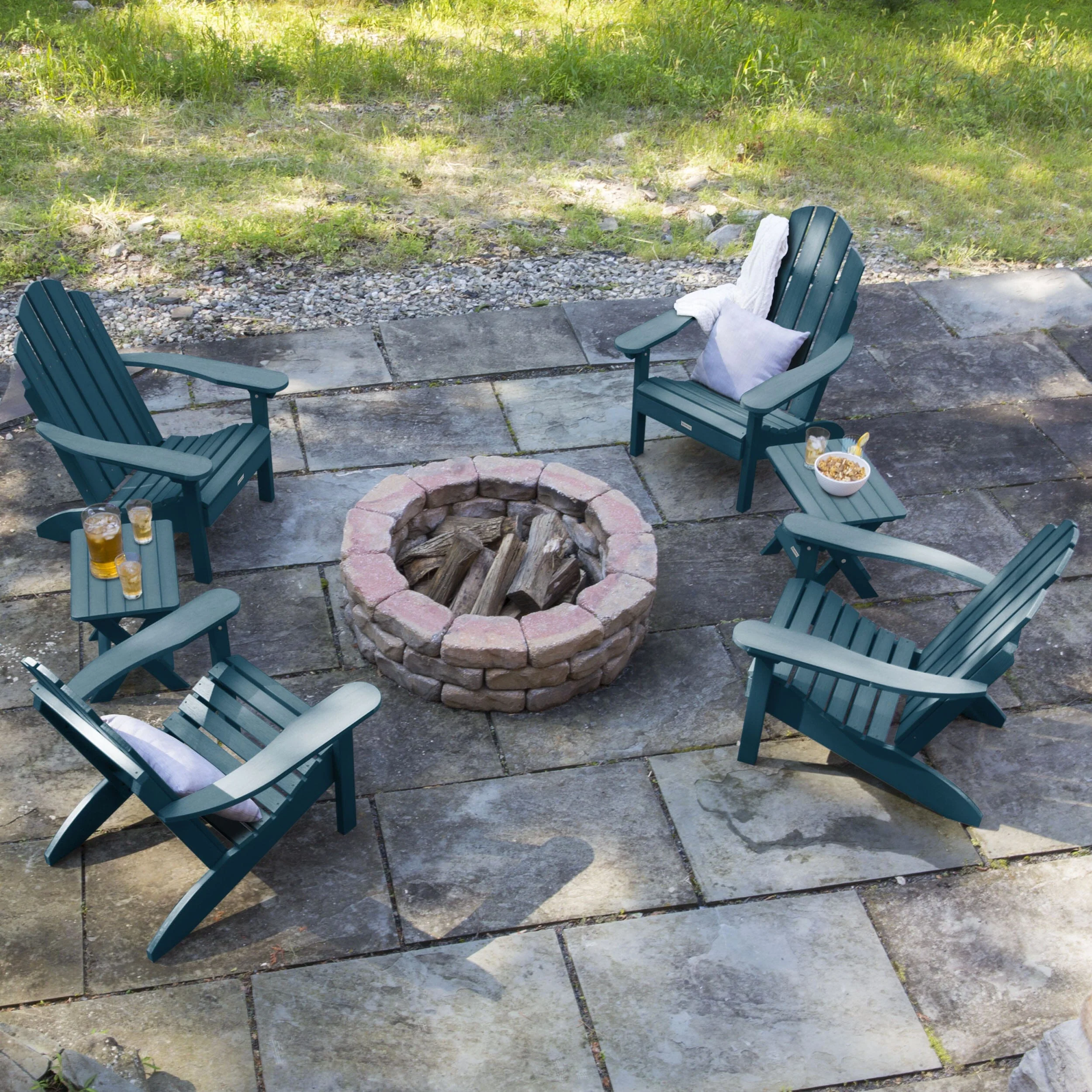 4 Classic Westport Adirondack Chairs with 2 Folding Side Tables - Image 8