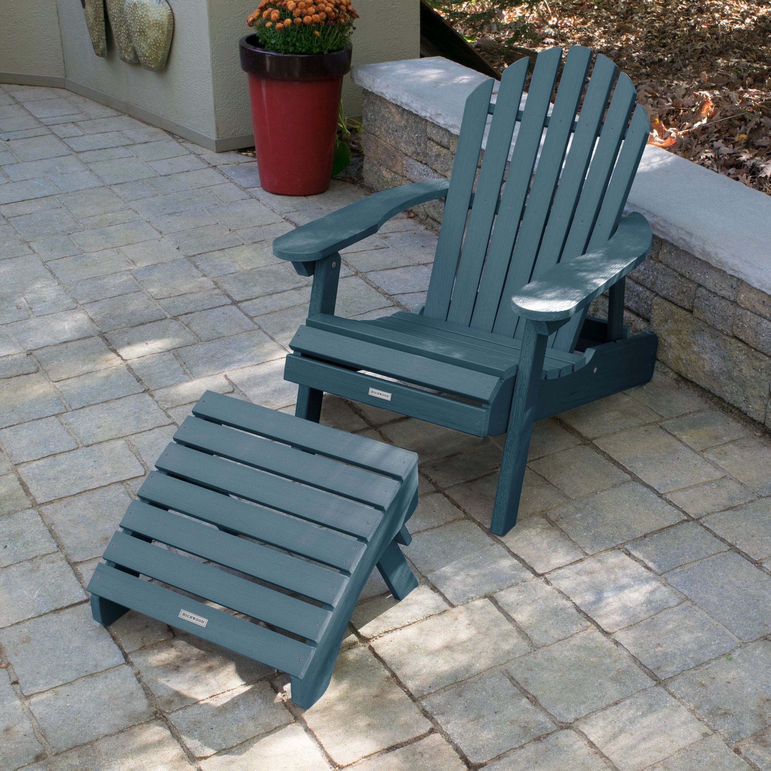 Hamilton Reclining Adirondack Chair with Folding Ottoman - Image 6