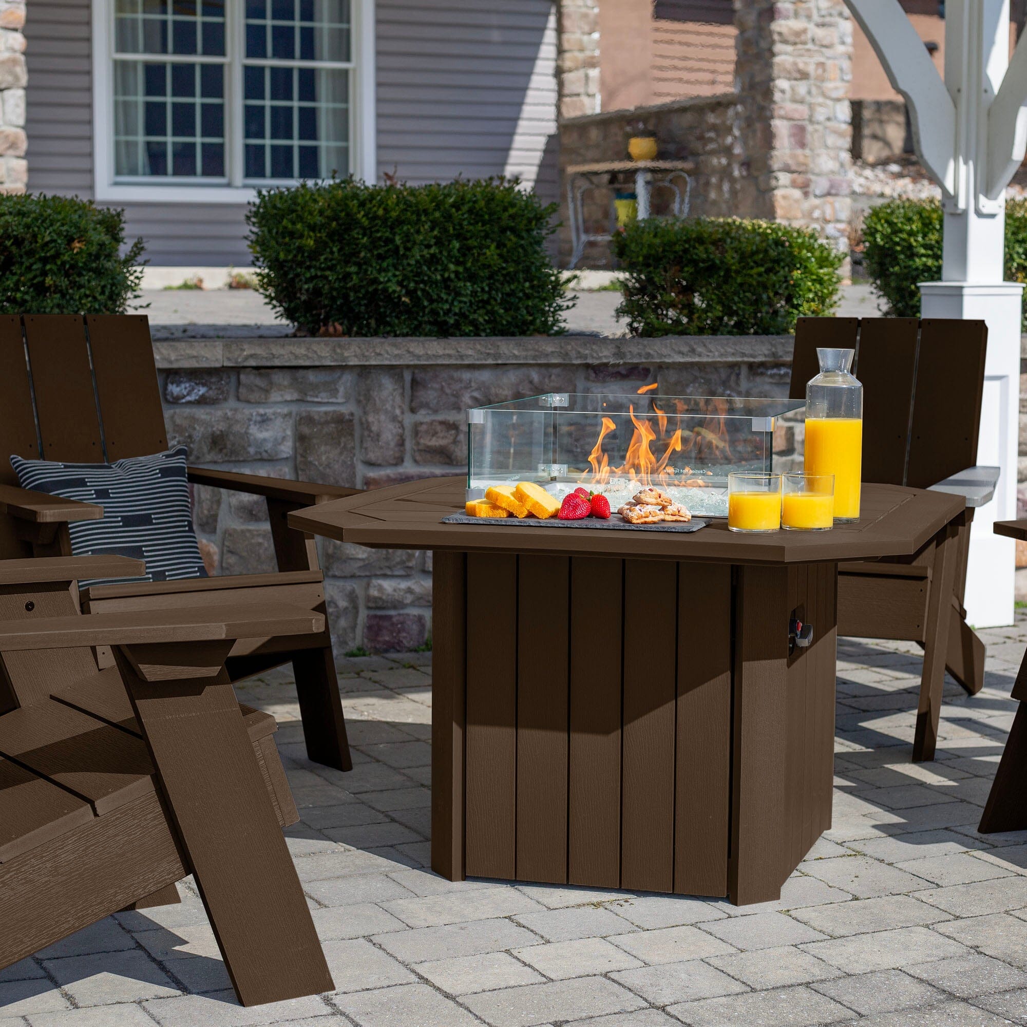 Italica Modern Adirondack 5-Piece Conversation Set with Fire Pit Table - Image 10