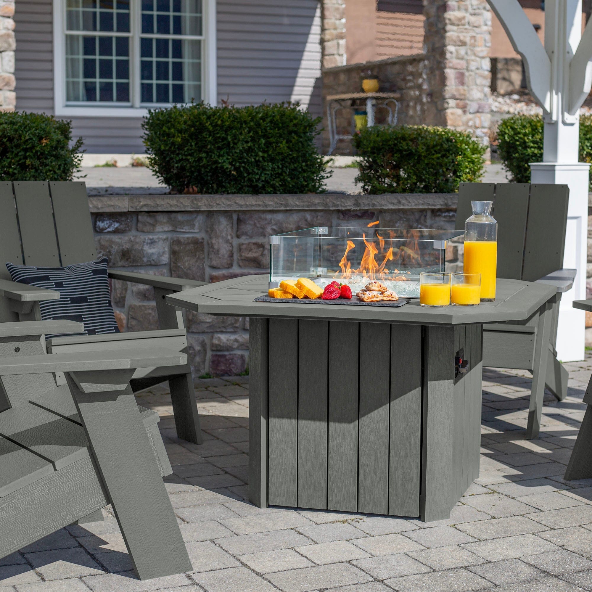 Italica Modern Adirondack 5-Piece Conversation Set with Fire Pit Table - Image 15