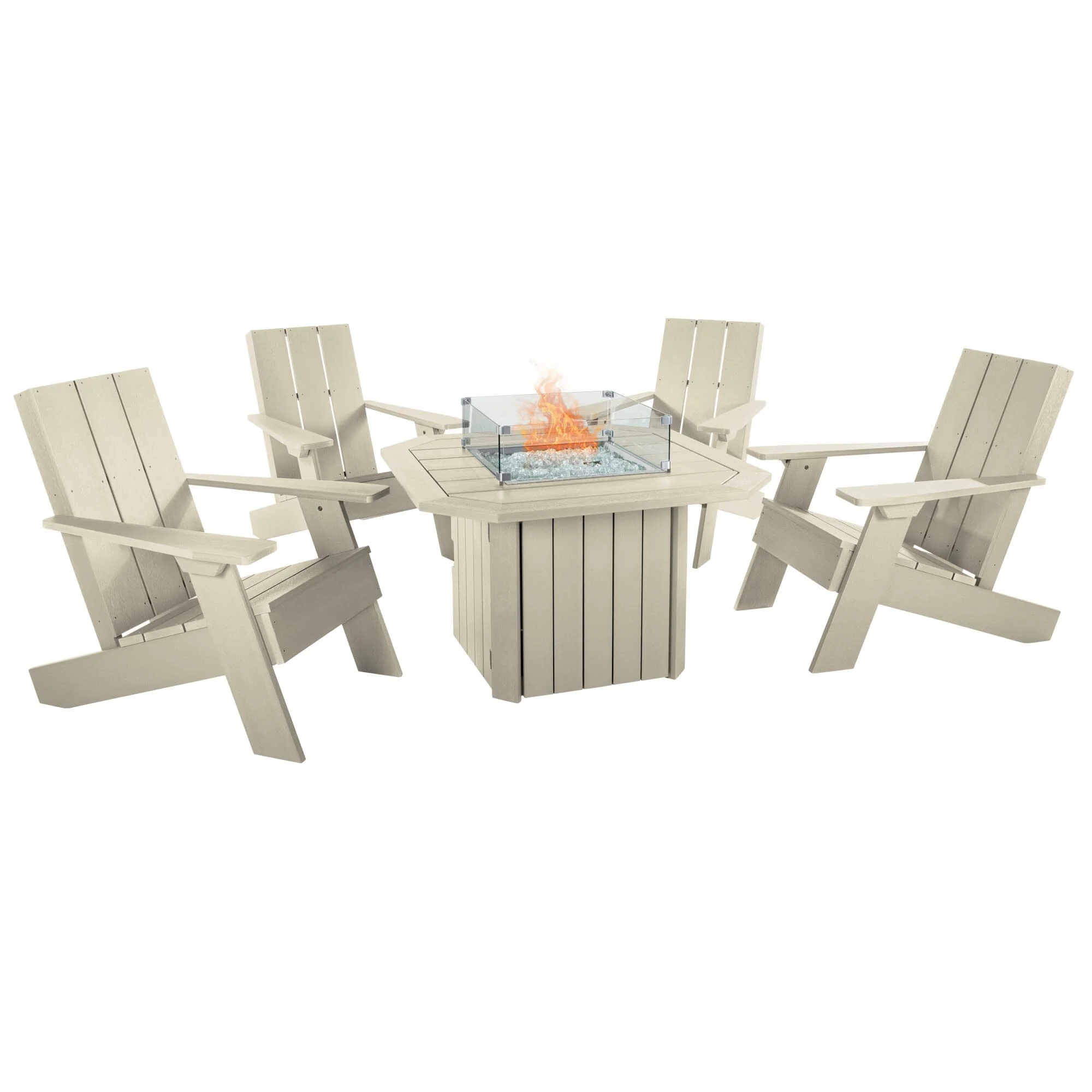 Italica Modern Adirondack 5-Piece Conversation Set with Fire Pit Table - Image 16