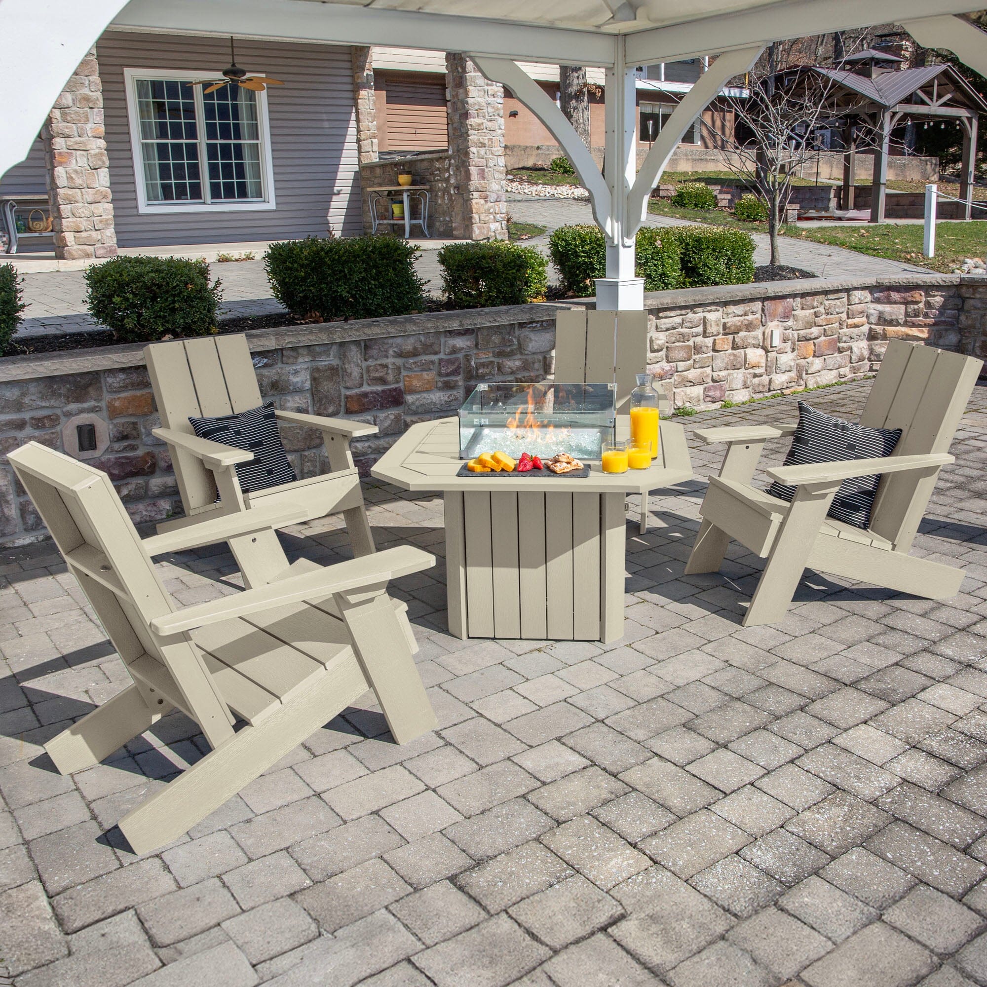 Italica Modern Adirondack 5-Piece Conversation Set with Fire Pit Table - Image 17