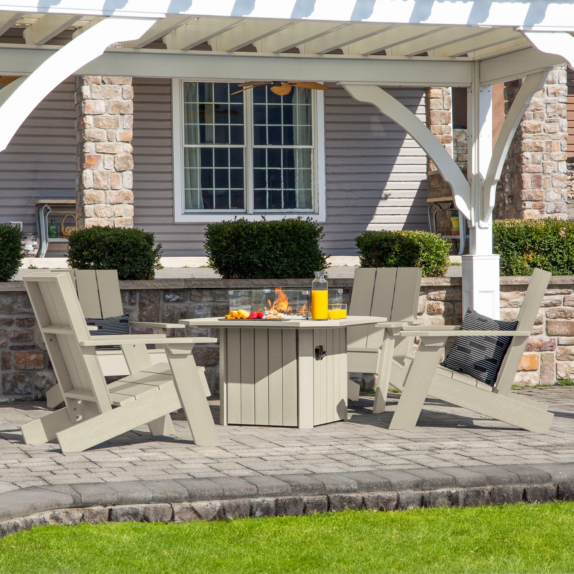 Italica Modern Adirondack 5-Piece Conversation Set with Fire Pit Table - Image 18