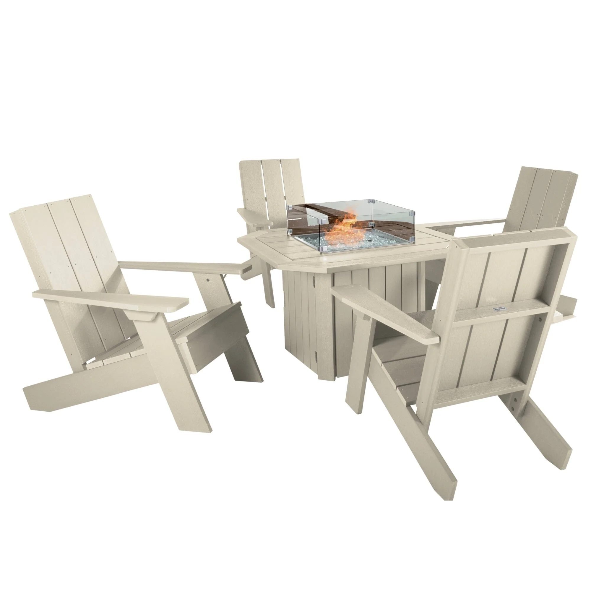 Italica Modern Adirondack 5-Piece Conversation Set with Fire Pit Table - Image 19