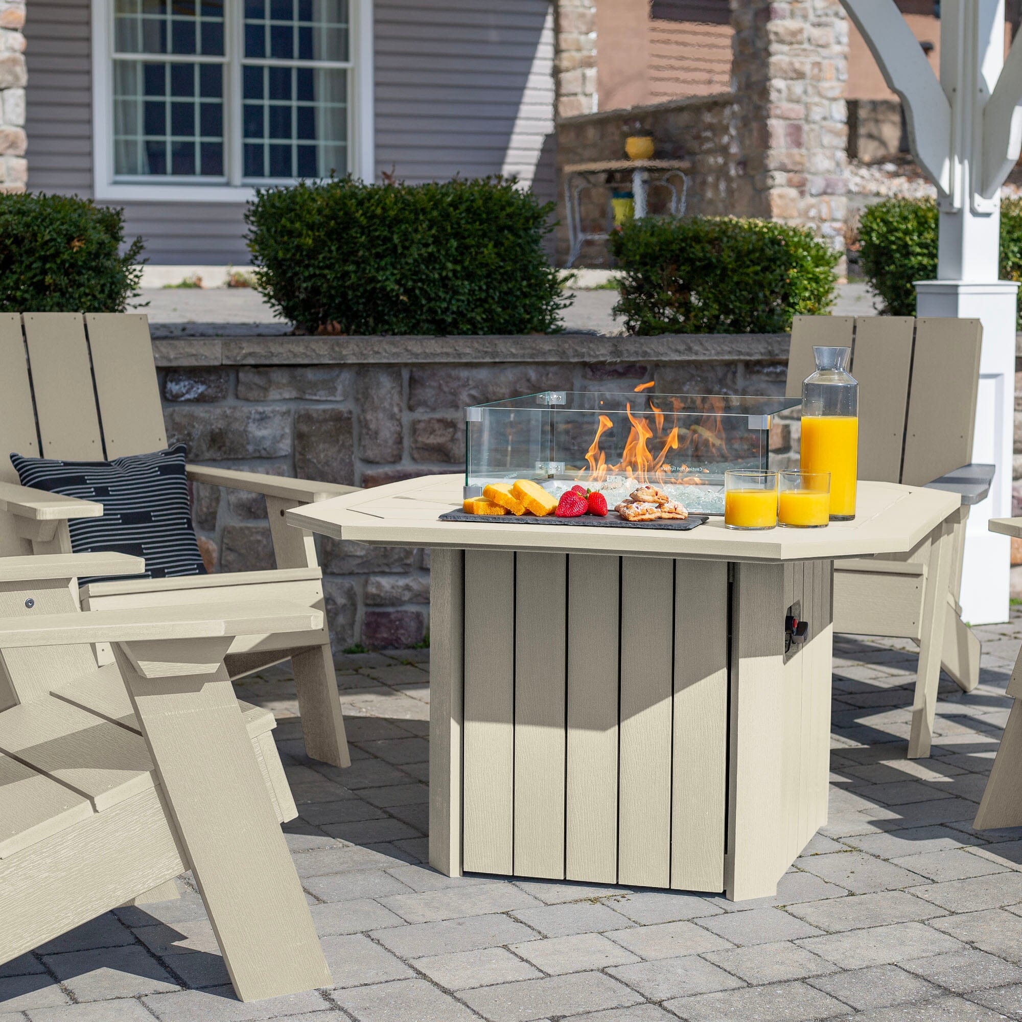 Italica Modern Adirondack 5-Piece Conversation Set with Fire Pit Table - Image 20