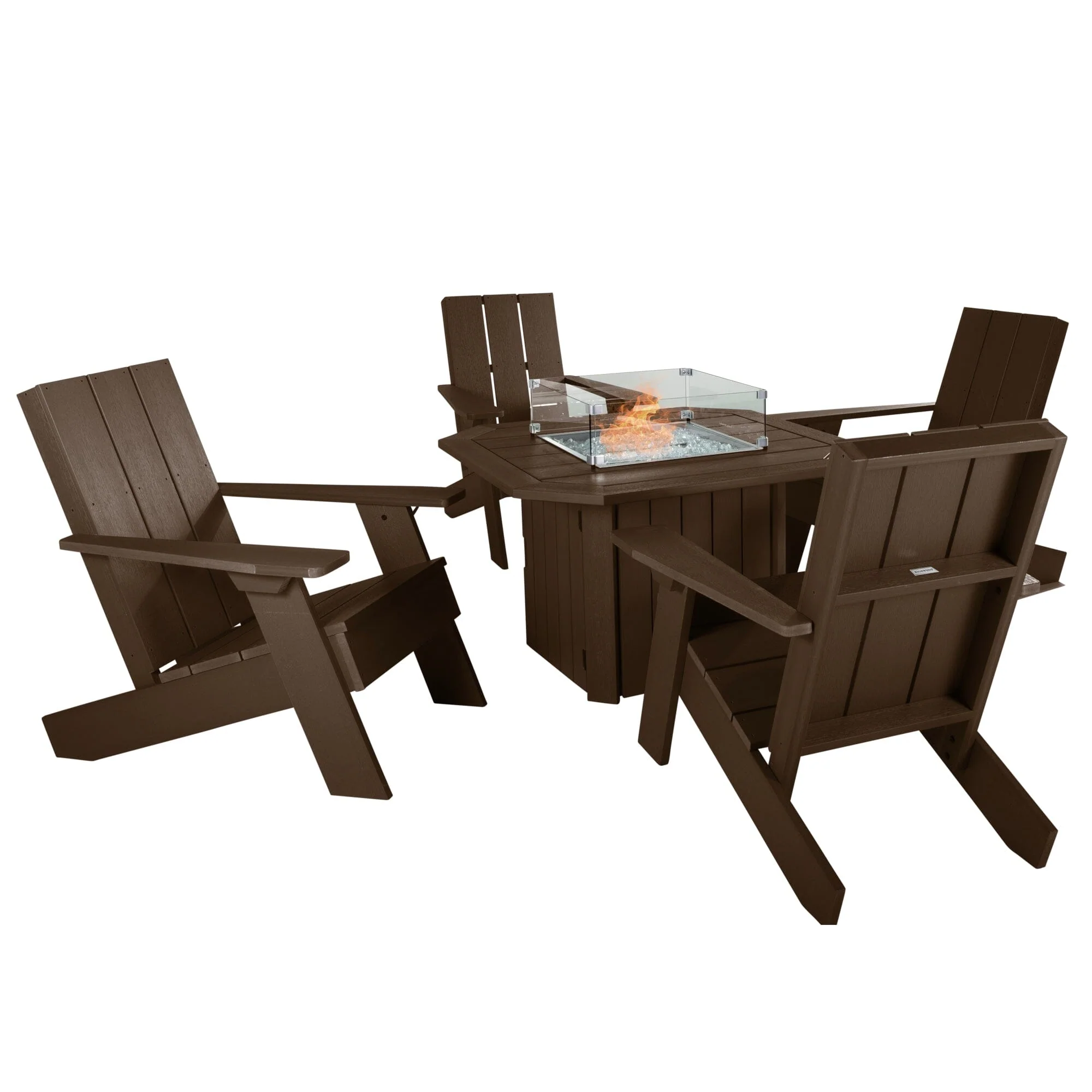 Italica Modern Adirondack 5-Piece Conversation Set with Fire Pit Table - Image 3