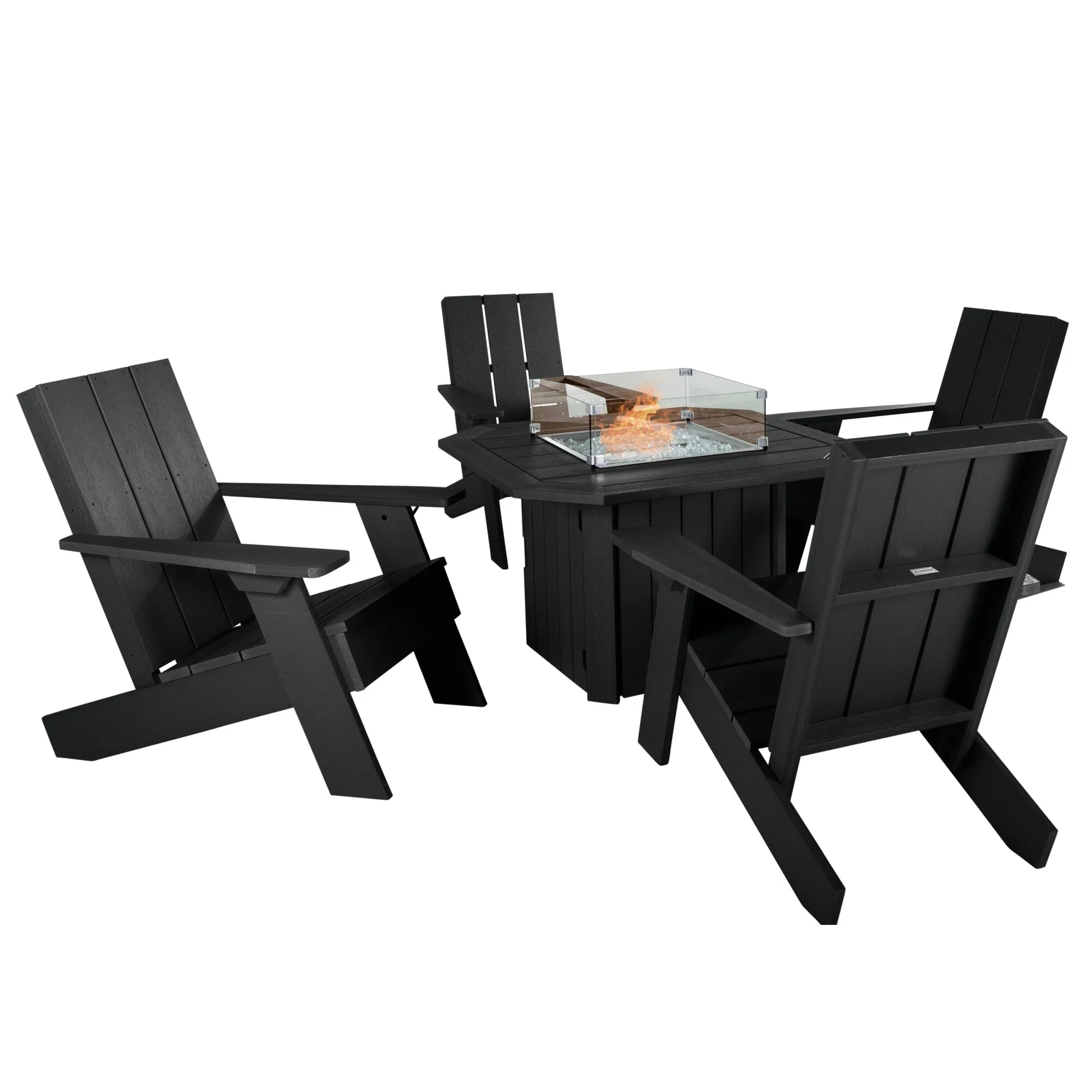 Italica Modern Adirondack 5-Piece Conversation Set with Fire Pit Table - Image 5