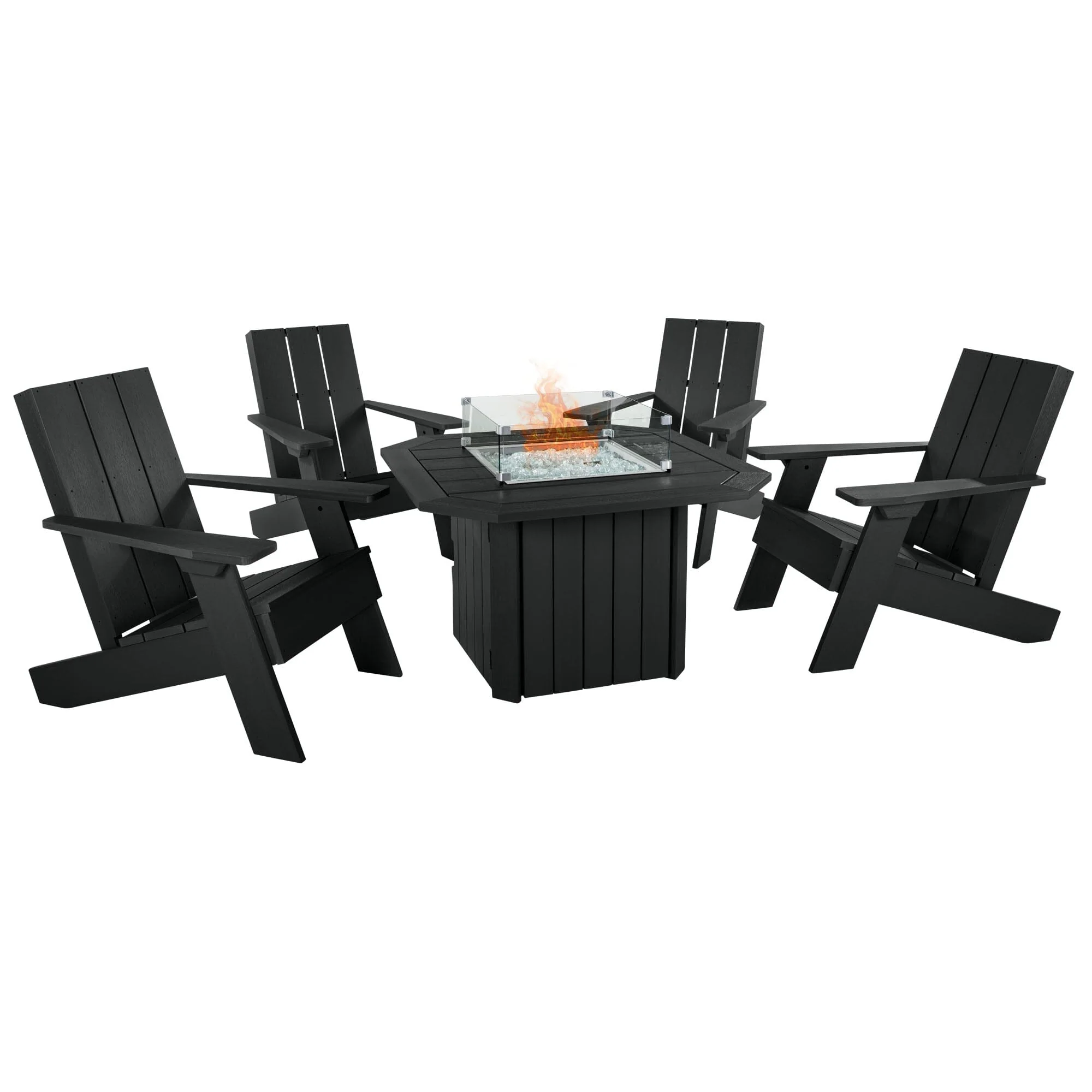 Italica Modern Adirondack 5-Piece Conversation Set with Fire Pit Table - Image 6
