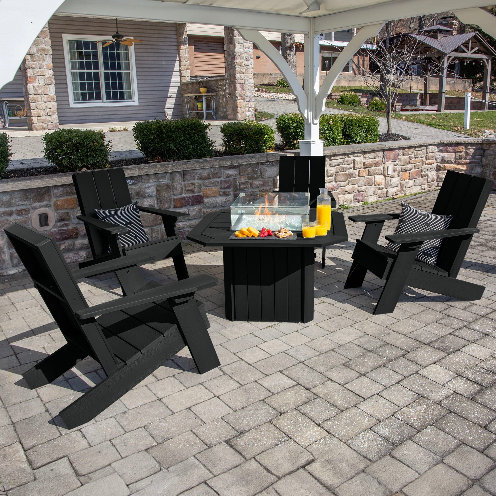 Italica Modern Adirondack 5-Piece Conversation Set with Fire Pit Table - Image 7