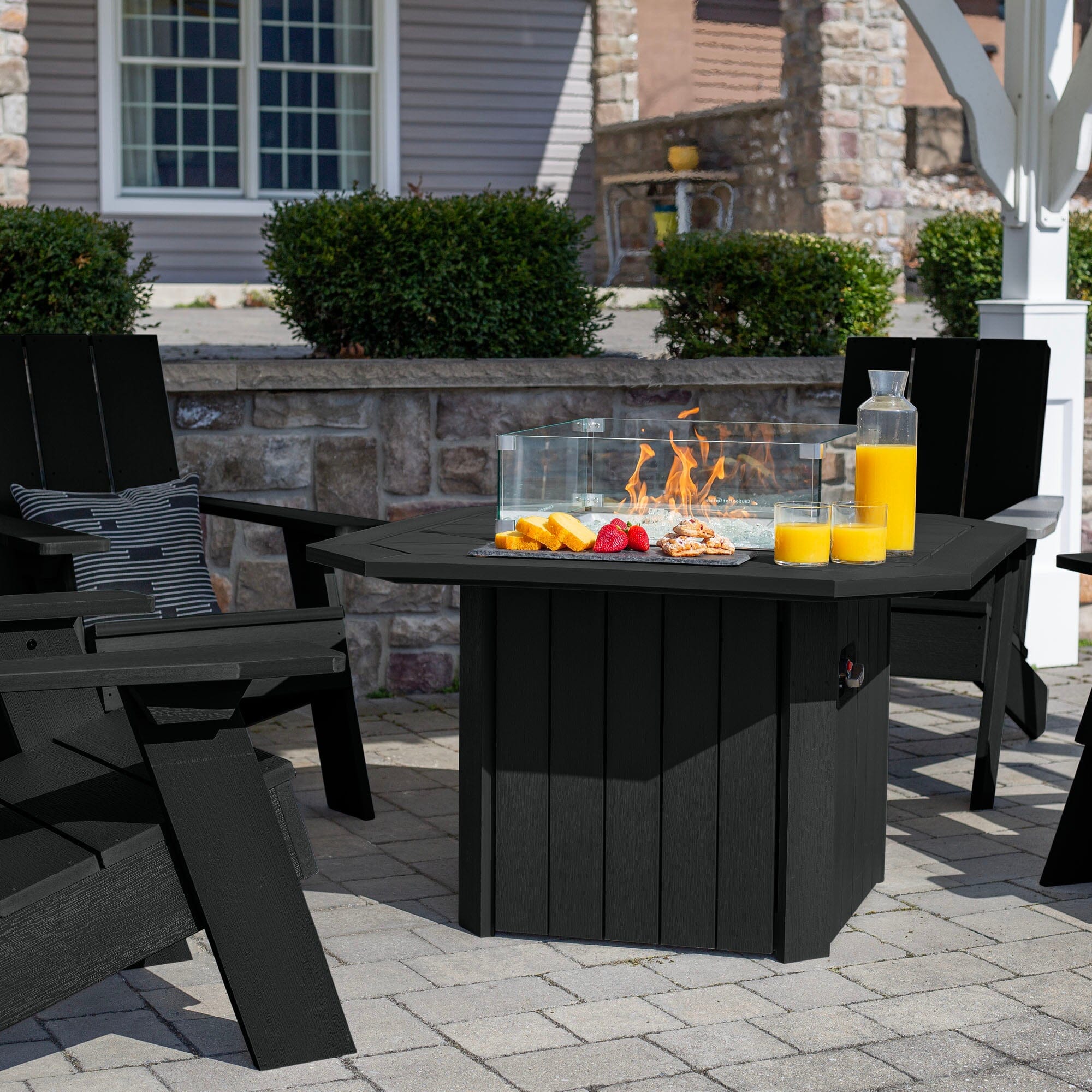 Italica Modern Adirondack 5-Piece Conversation Set with Fire Pit Table - Image 9