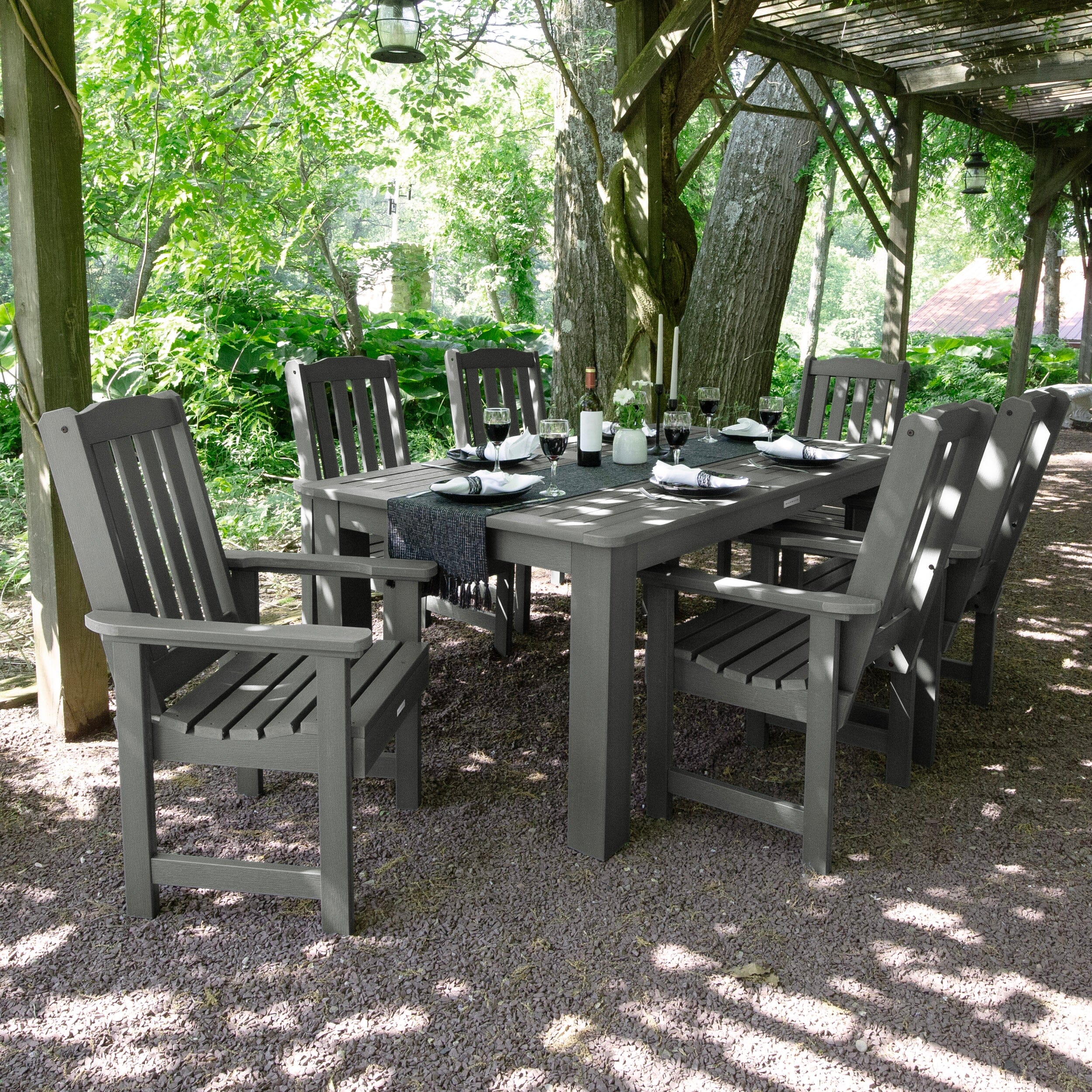 Lehigh 7pc Rectangular Outdoor Dining Set 42in x 72in - Dining Height - Image 10