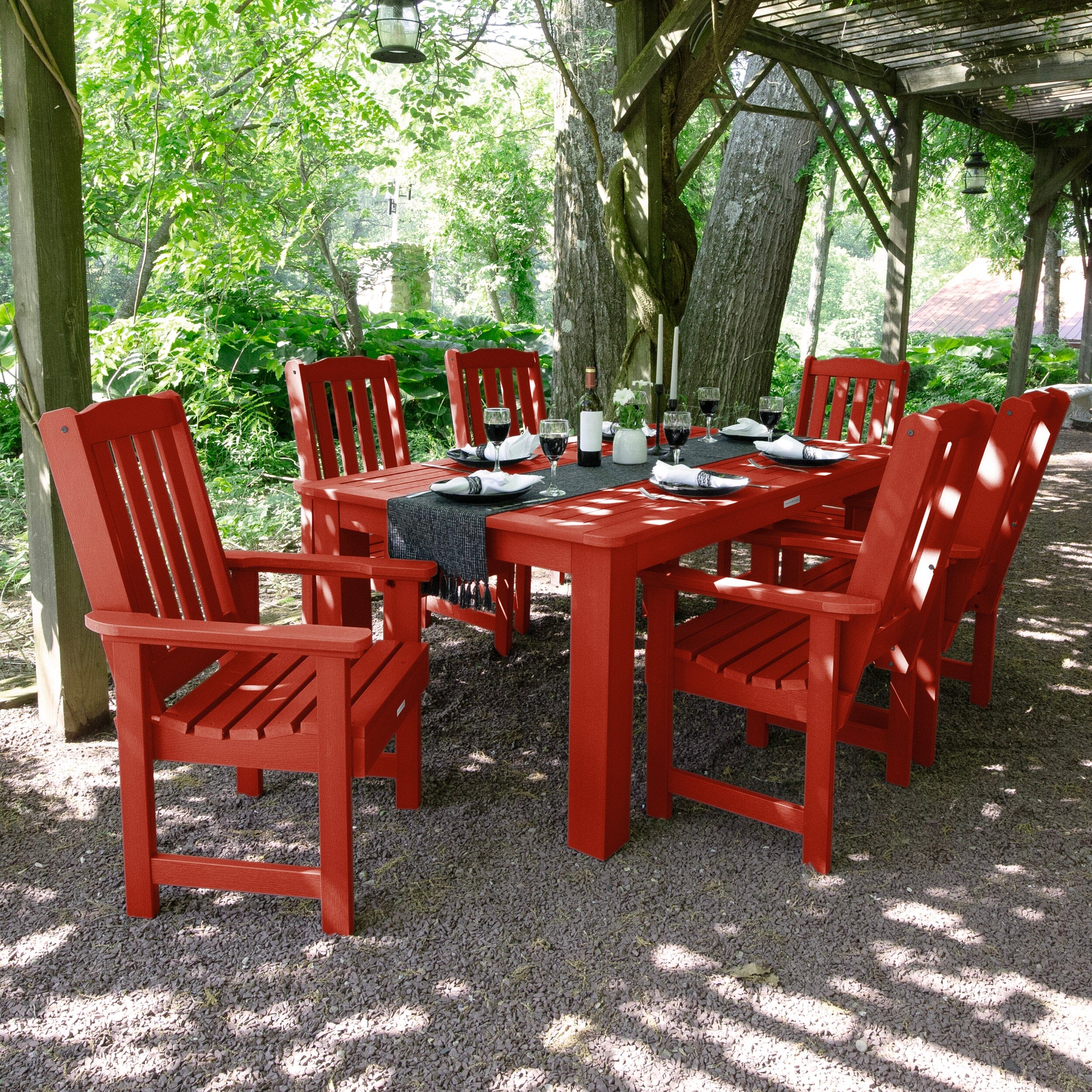 Lehigh 7pc Rectangular Outdoor Dining Set 42in x 72in - Dining Height - Image 16