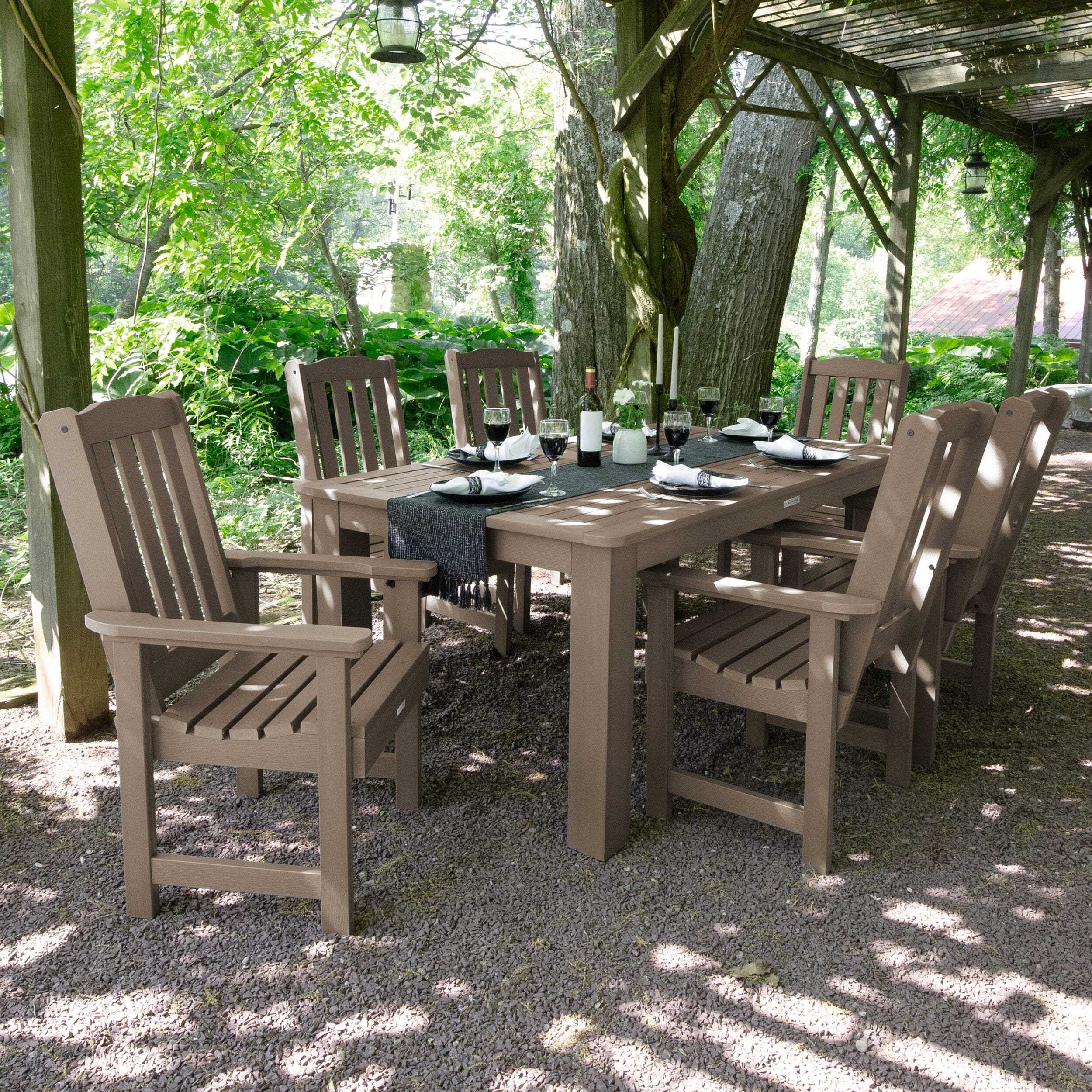 Lehigh 7pc Rectangular Outdoor Dining Set 42in x 72in - Dining Height - Image 22