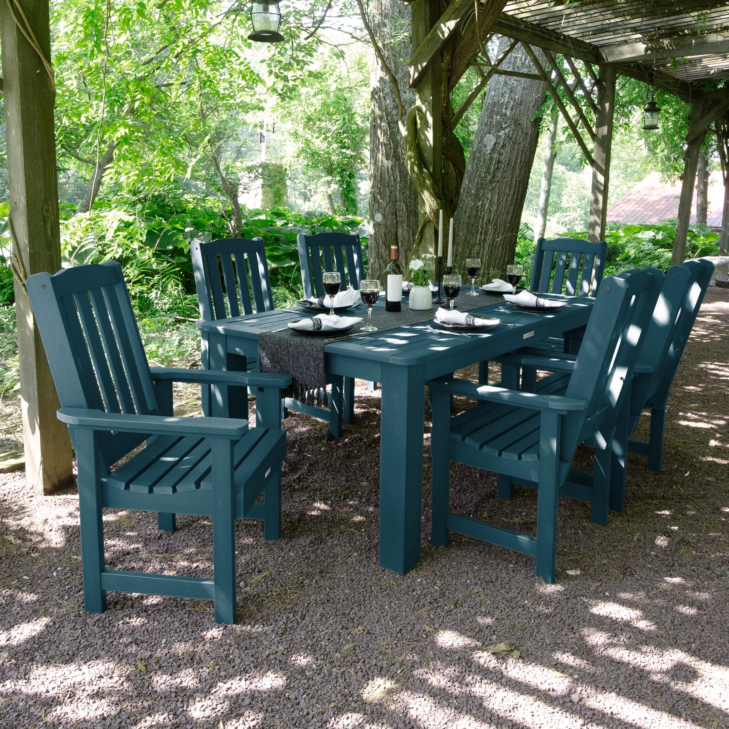 Lehigh 7pc Rectangular Outdoor Dining Set 42in x 72in - Dining Height - Image 4