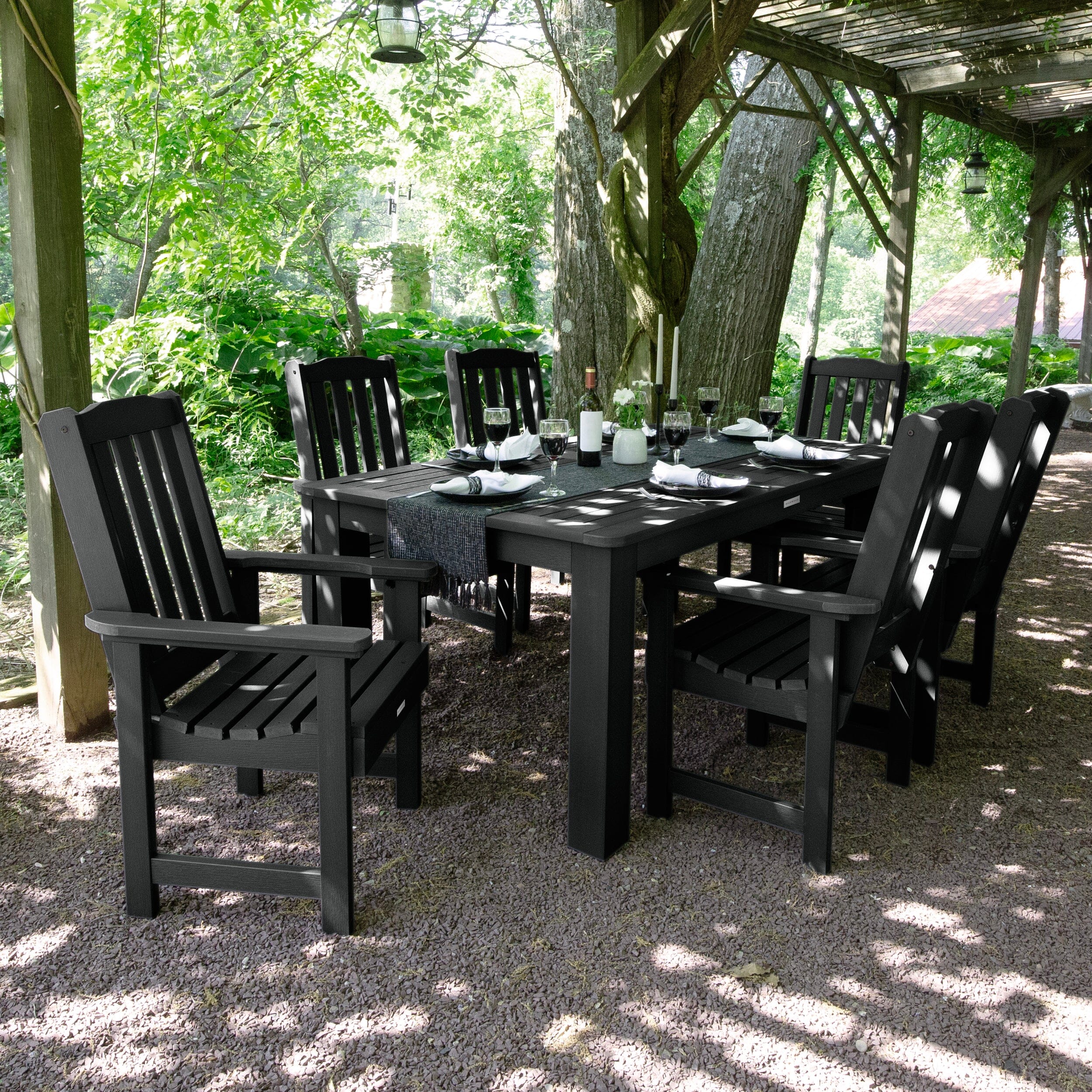 Lehigh 7pc Rectangular Outdoor Dining Set 42in x 72in - Dining Height - Image 6