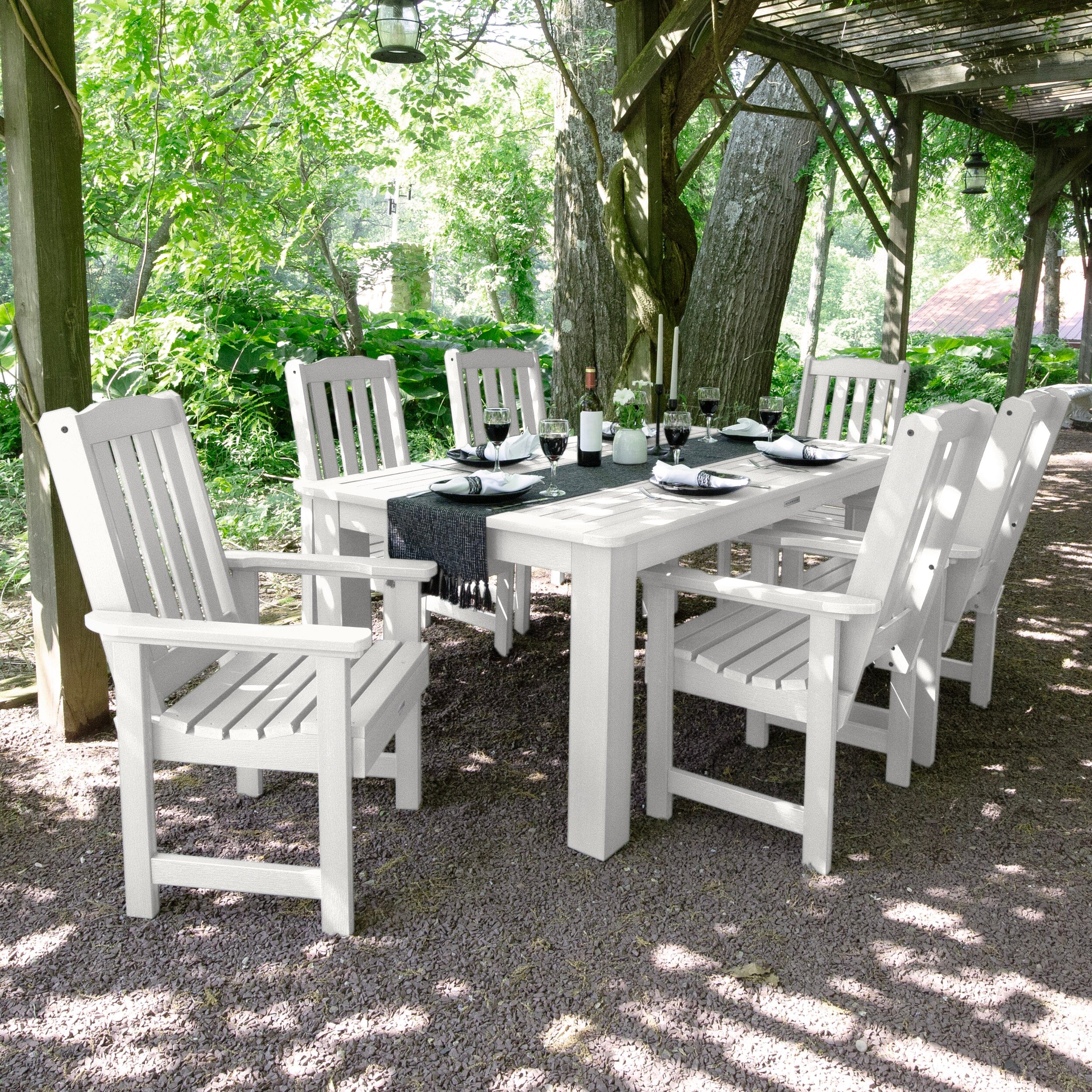 Lehigh 7pc Rectangular Outdoor Dining Set 42in x 72in - Dining Height - Image 8