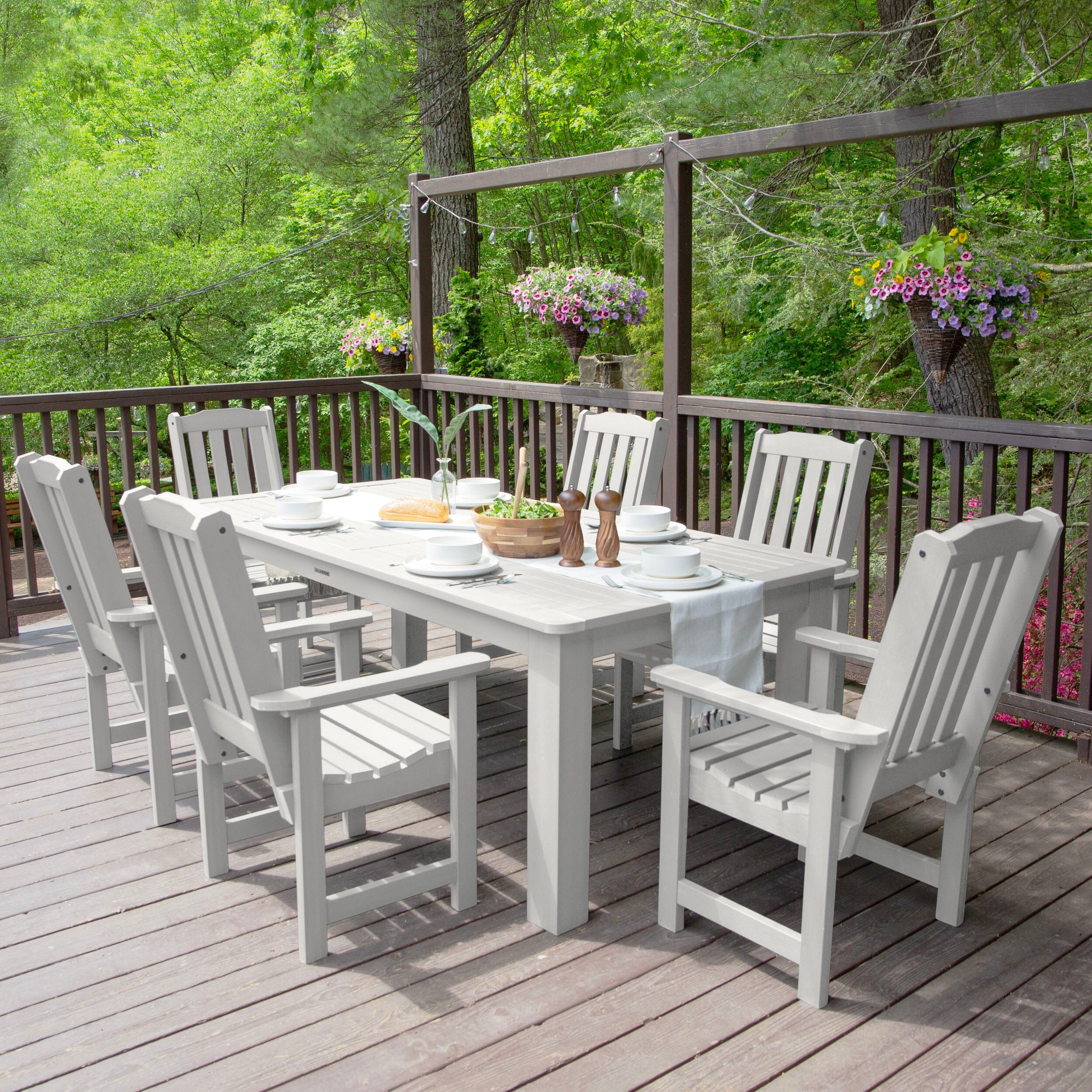 Lehigh 7pc Rectangular Outdoor Dining Set 42in x 84in - Dining Height - Image 11