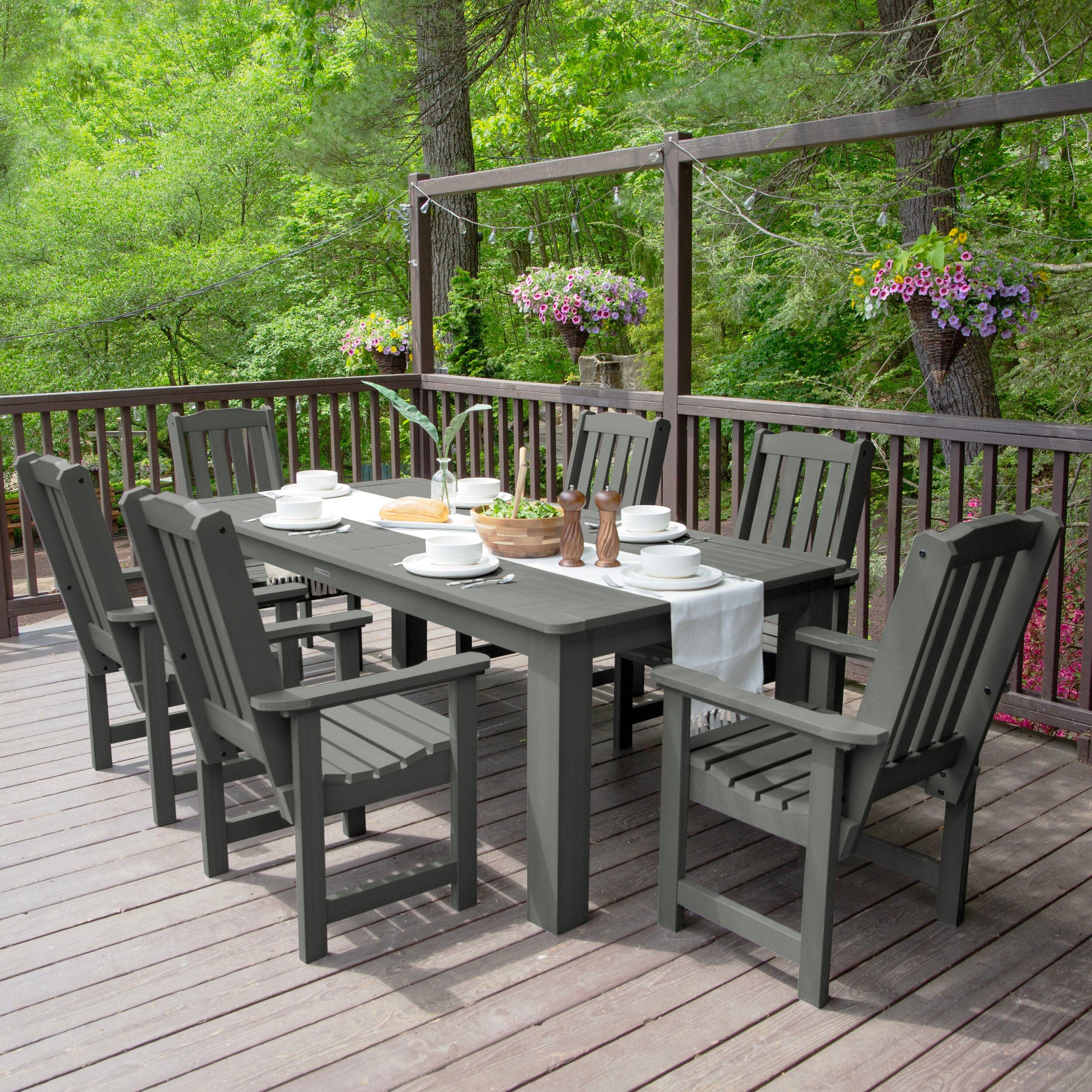 Lehigh 7pc Rectangular Outdoor Dining Set 42in x 84in - Dining Height - Image 14