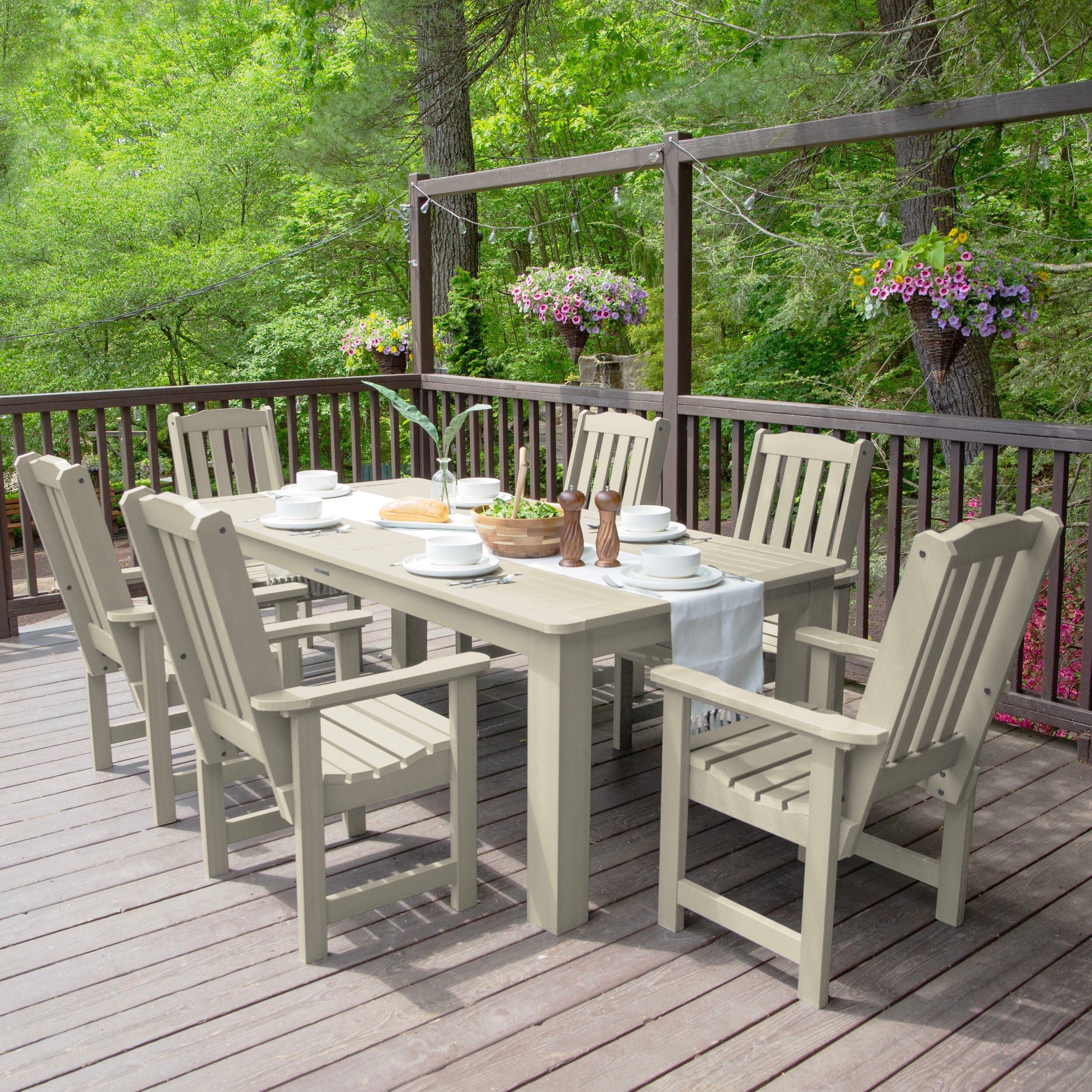 Lehigh 7pc Rectangular Outdoor Dining Set 42in x 84in - Dining Height - Image 17