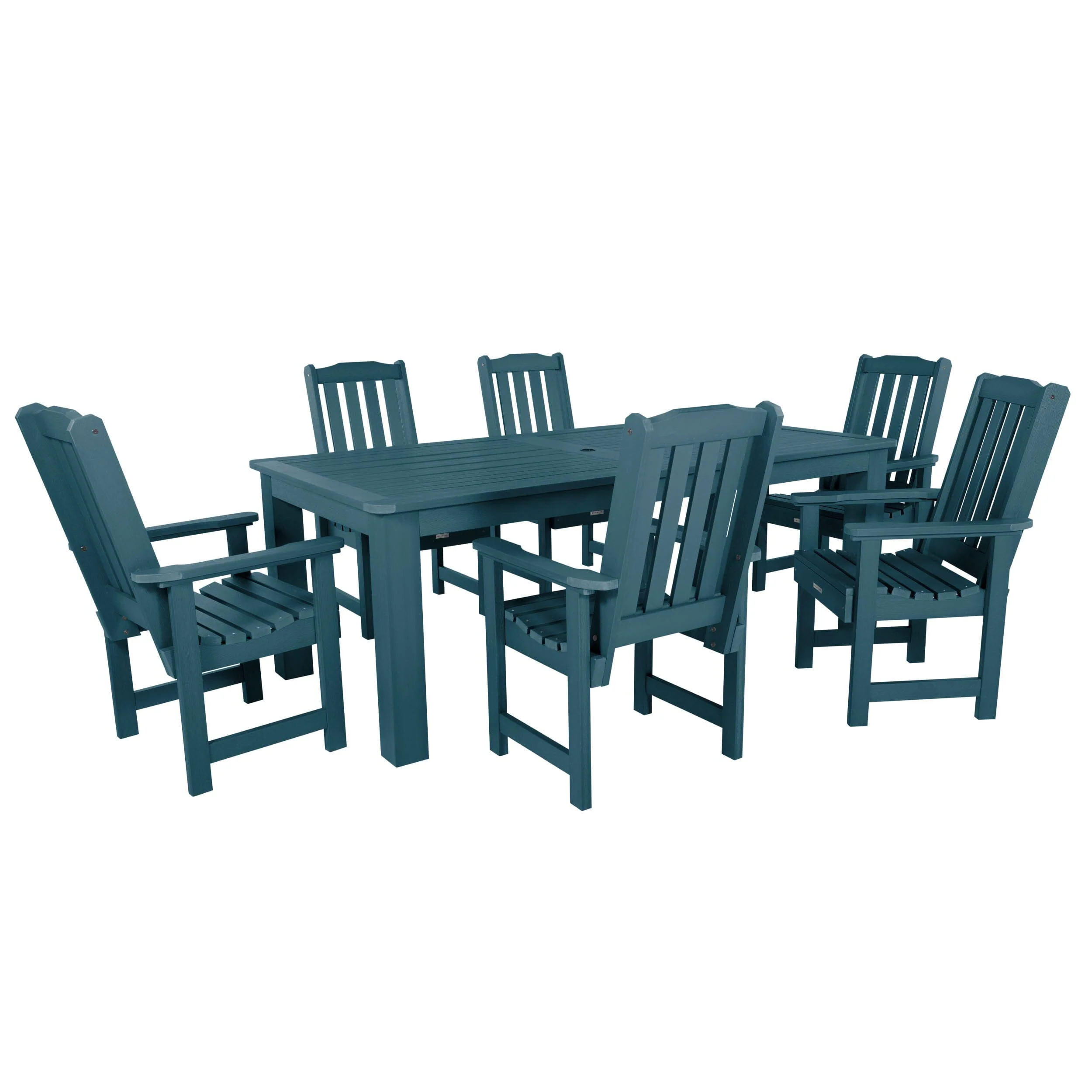 Lehigh 7pc Rectangular Outdoor Dining Set 42in x 84in - Dining Height - Image 4