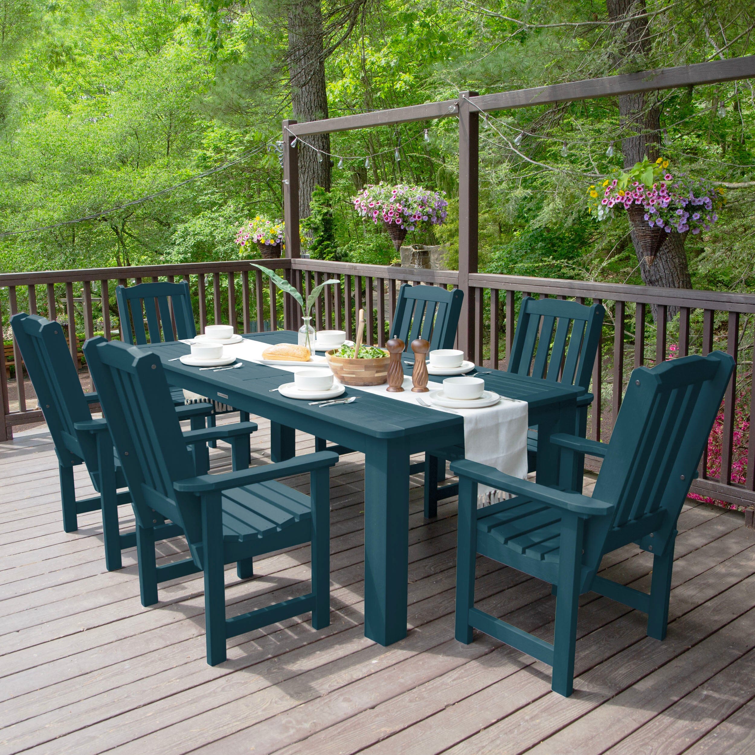 Lehigh 7pc Rectangular Outdoor Dining Set 42in x 84in - Dining Height - Image 5