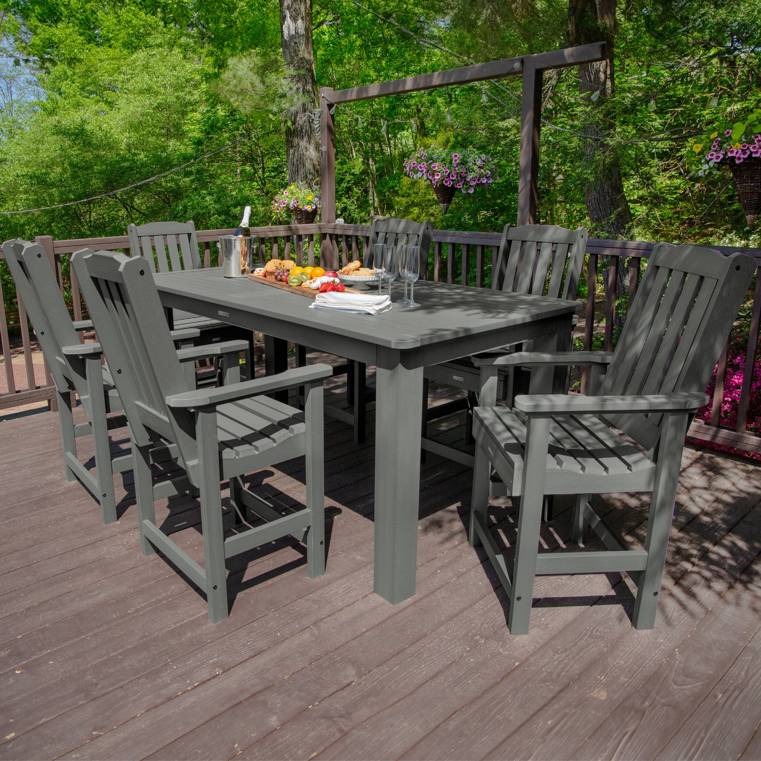 Lehigh 7pc Rectangular Outdoor Dining Set 42in x 84in - Counter Height - Image 18
