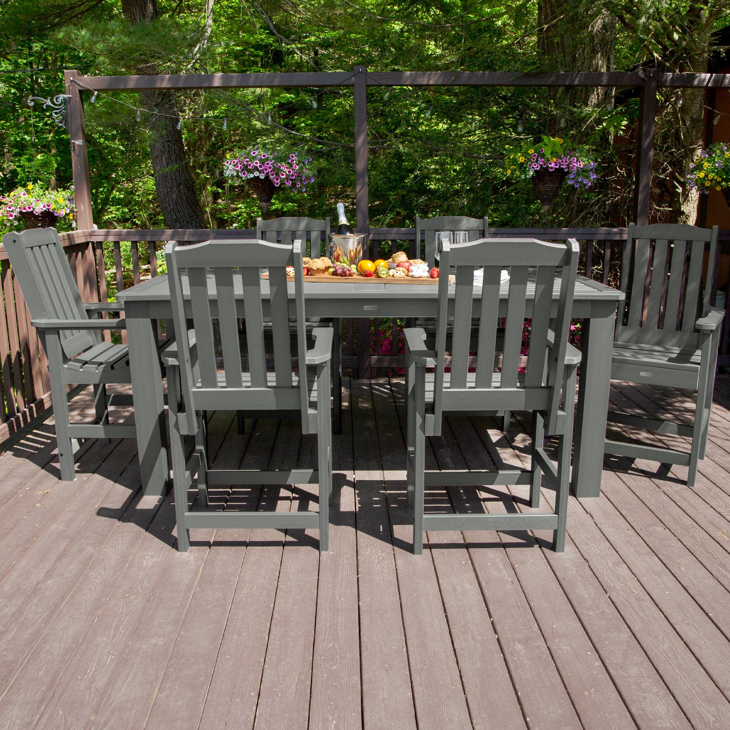 Lehigh 7pc Rectangular Outdoor Dining Set 42in x 84in - Counter Height - Image 19