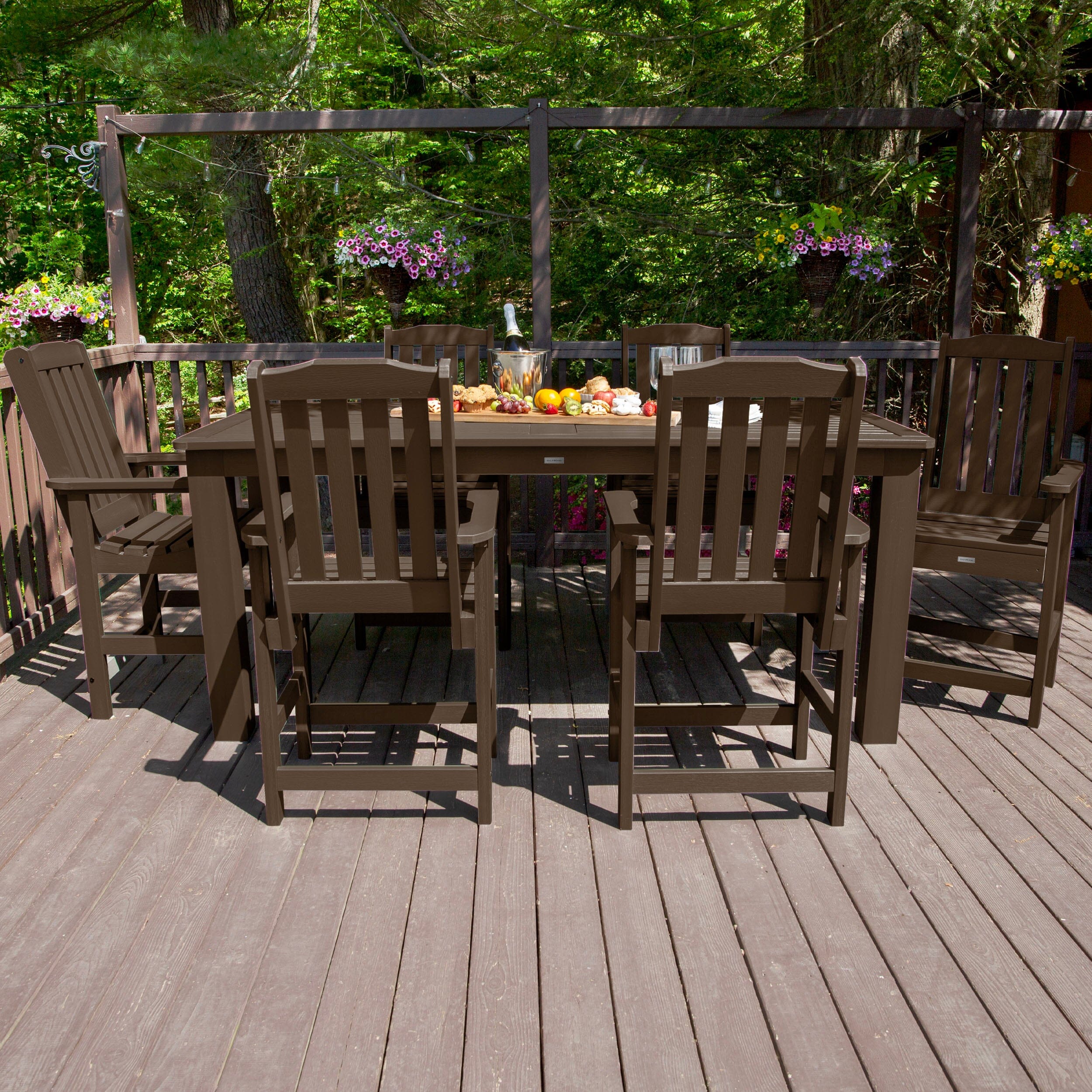 Lehigh 7pc Rectangular Outdoor Dining Set 42in x 84in - Counter Height - Image 3