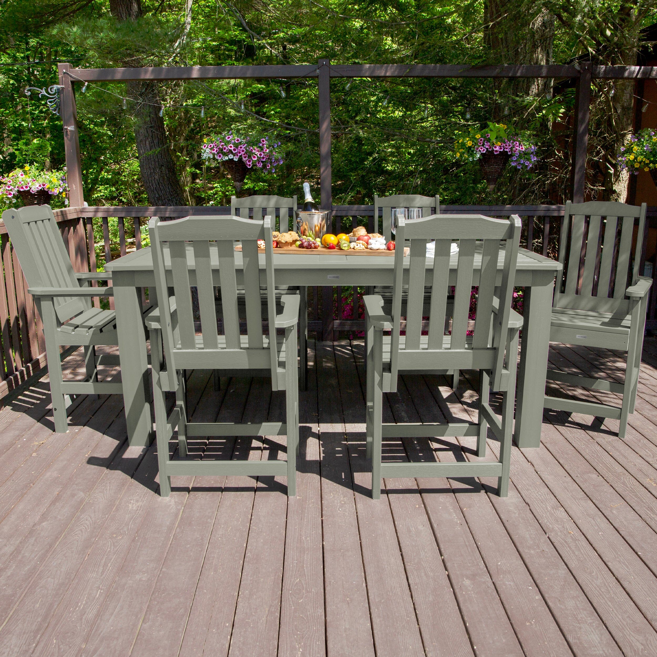 Lehigh 7pc Rectangular Outdoor Dining Set 42in x 84in - Counter Height - Image 35