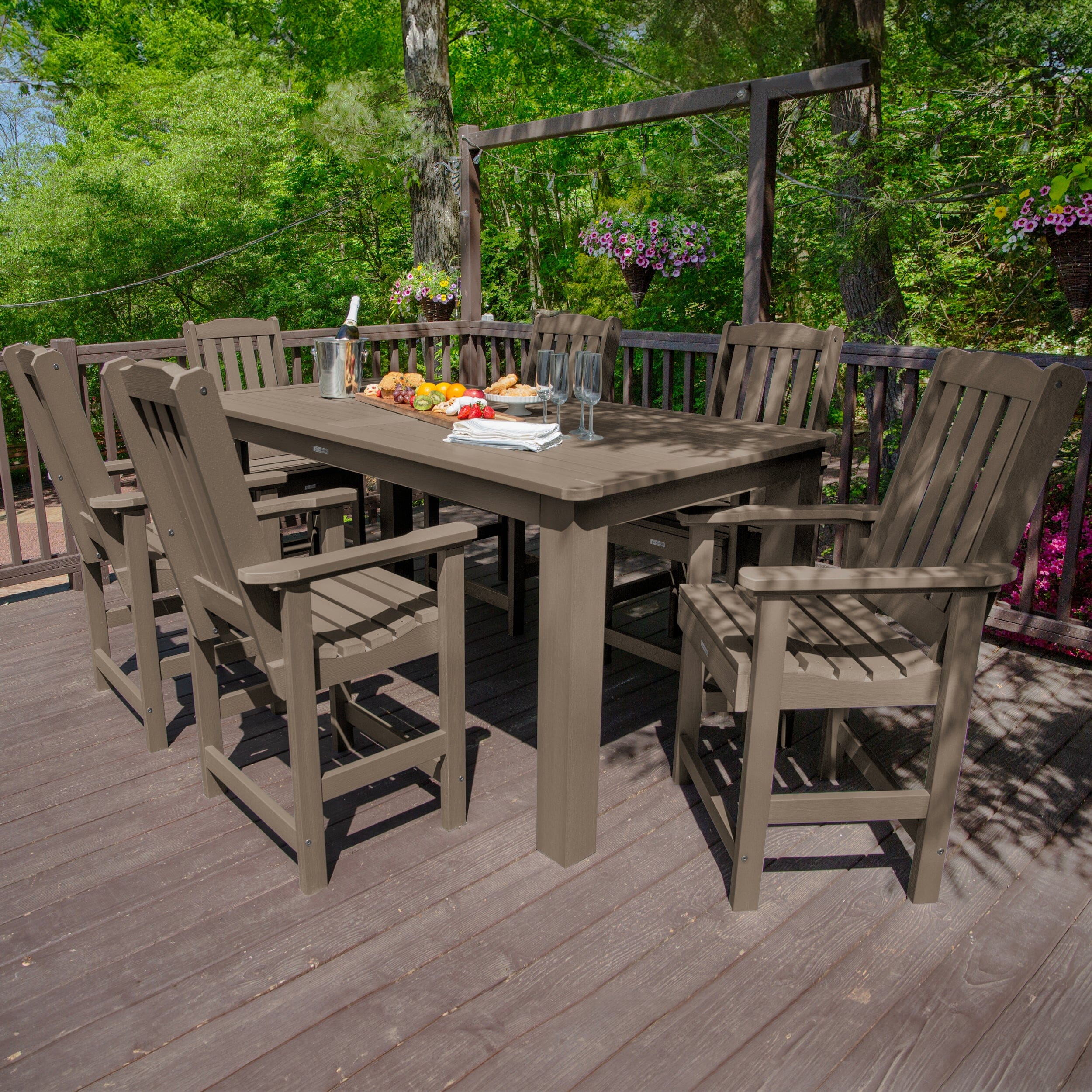 Lehigh 7pc Rectangular Outdoor Dining Set 42in x 84in - Counter Height - Image 42