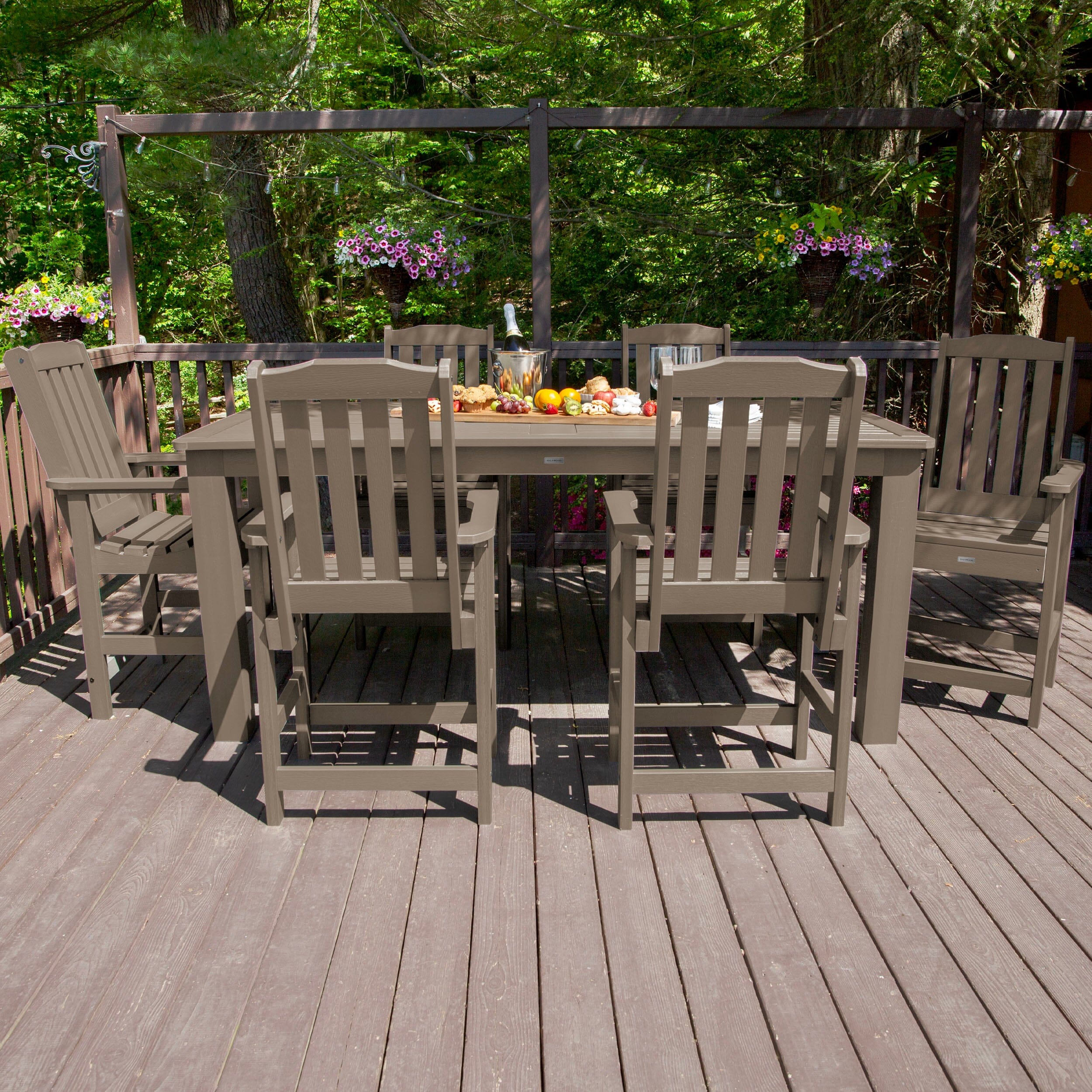 Lehigh 7pc Rectangular Outdoor Dining Set 42in x 84in - Counter Height - Image 43