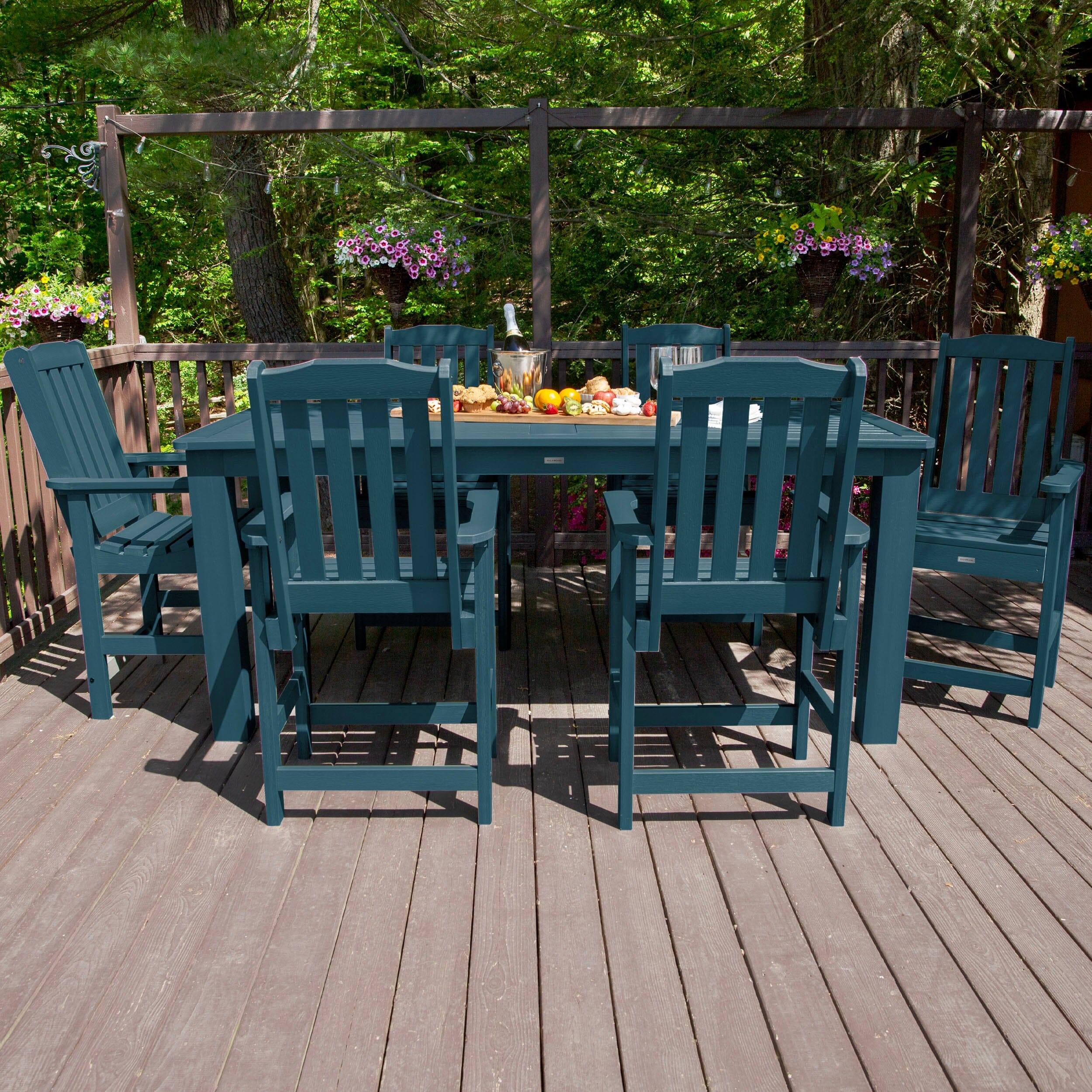 Lehigh 7pc Rectangular Outdoor Dining Set 42in x 84in - Counter Height - Image 7