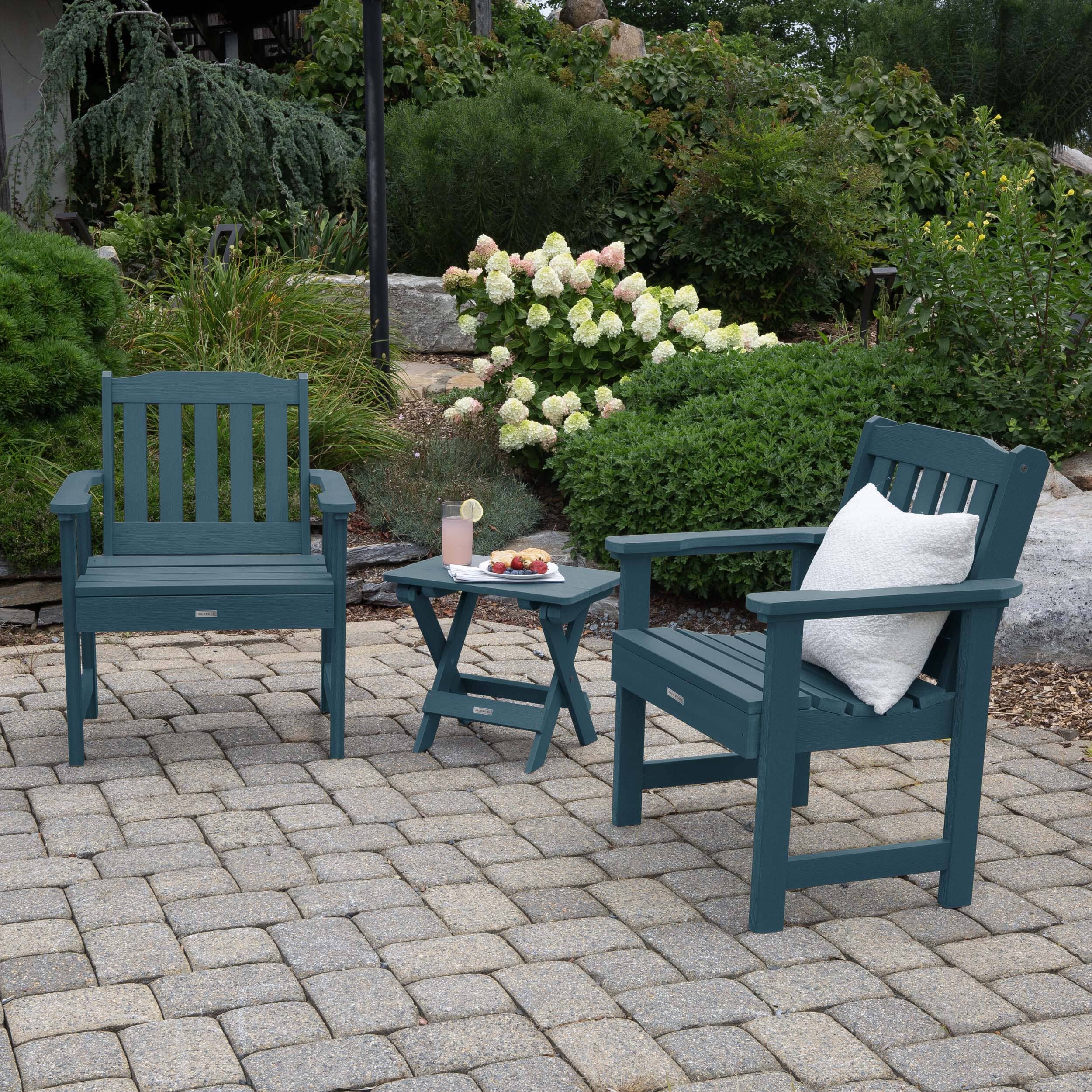 2 Lehigh Garden Chairs with Folding Adirondack Side Table - Image 12