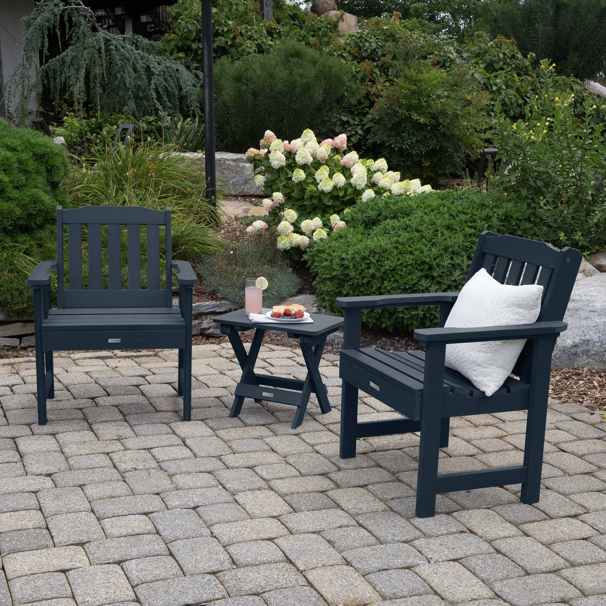2 Lehigh Garden Chairs with Folding Adirondack Side Table - Image 14