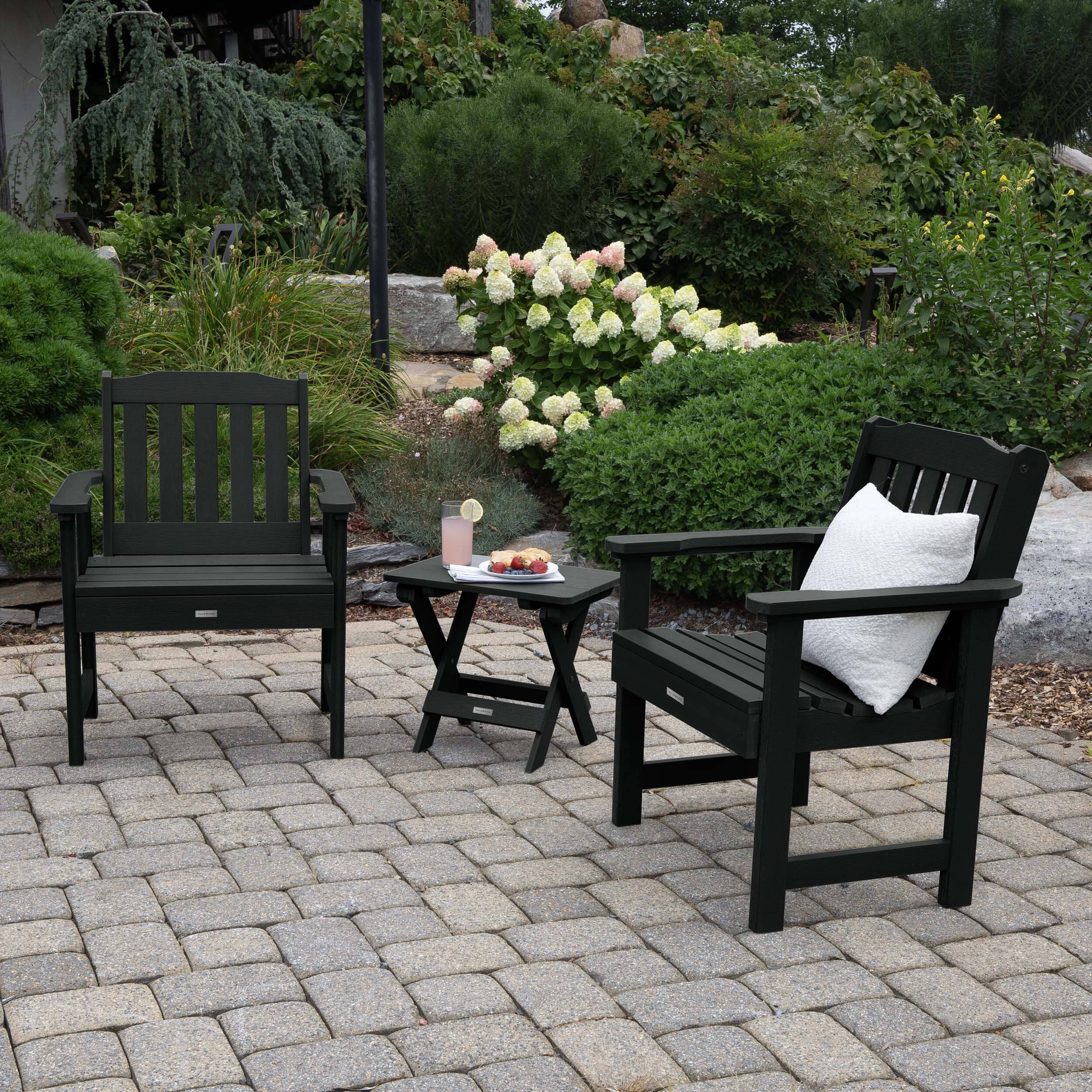 2 Lehigh Garden Chairs with Folding Adirondack Side Table - Image 4