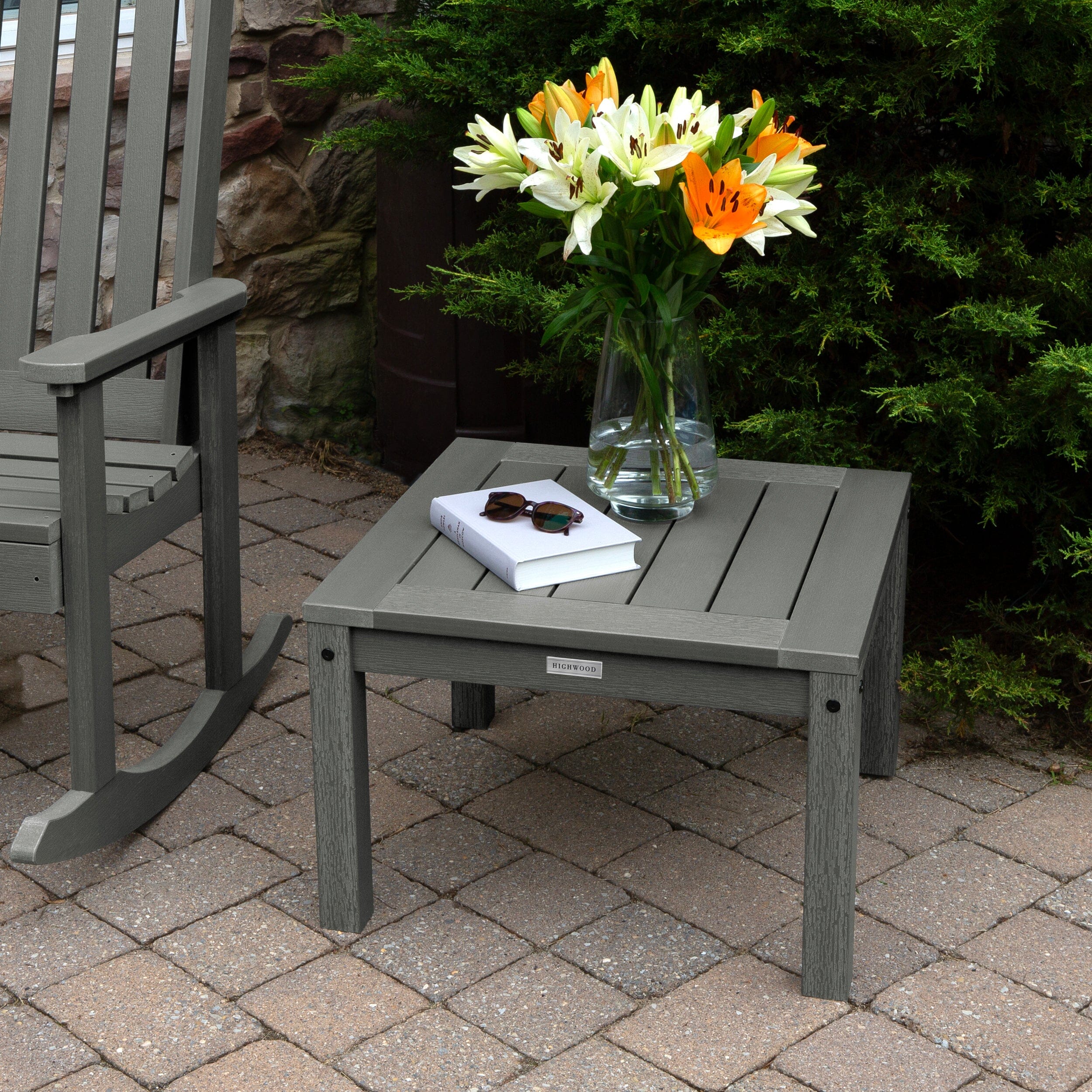 2 Lehigh Rocking Chairs with Adirondack Side Table - Image 12