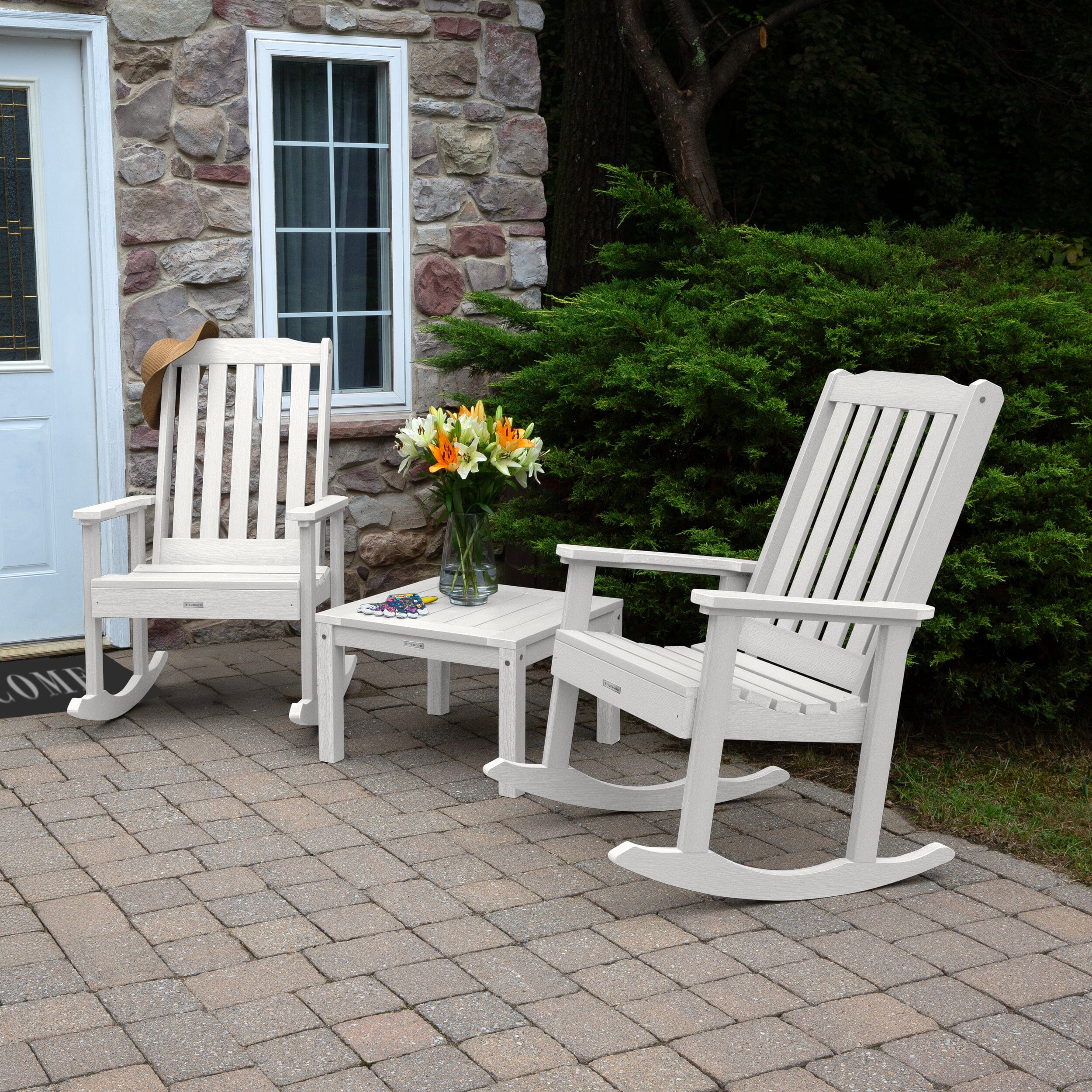 2 Lehigh Rocking Chairs with Adirondack Side Table - Image 14