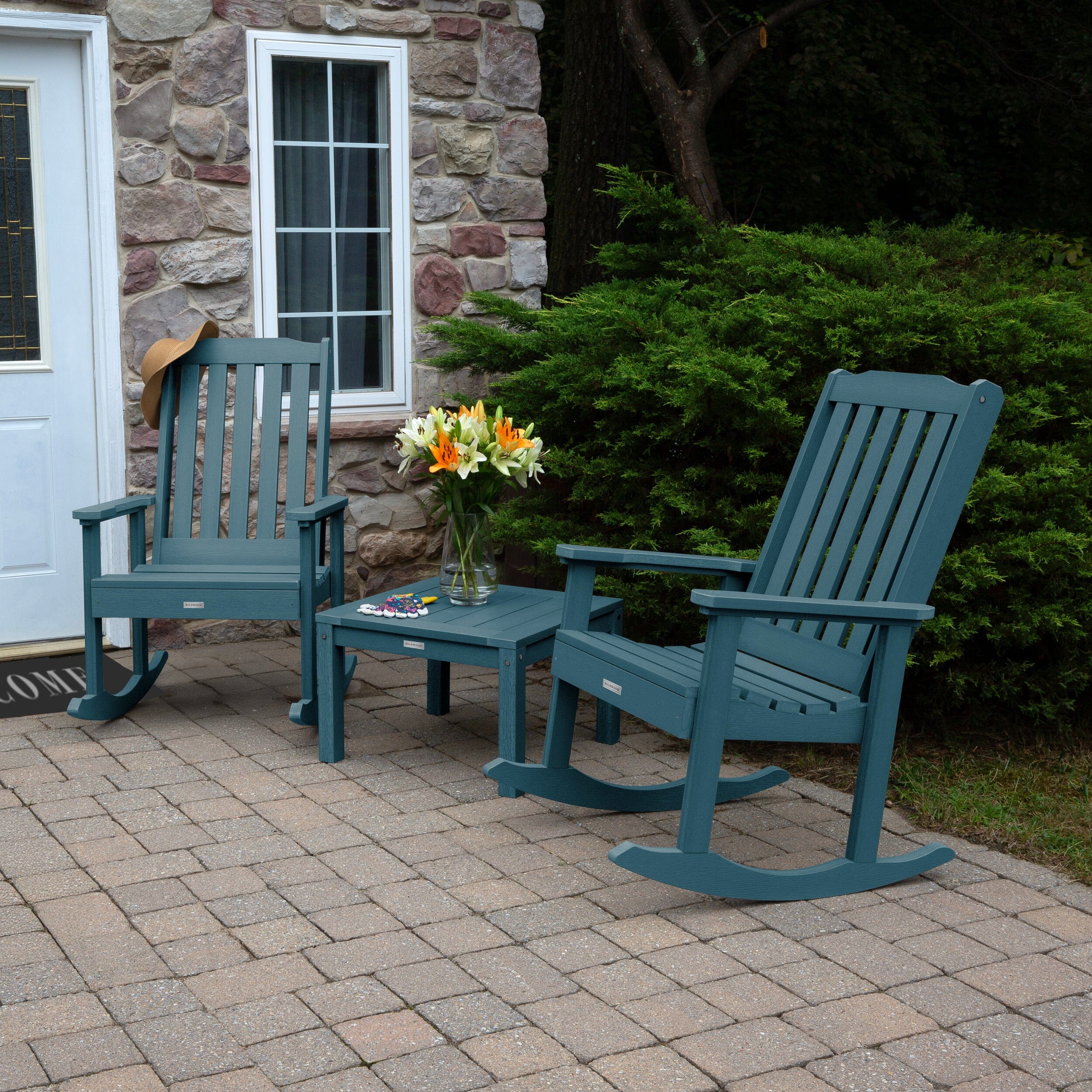 2 Lehigh Rocking Chairs with Adirondack Side Table - Image 17