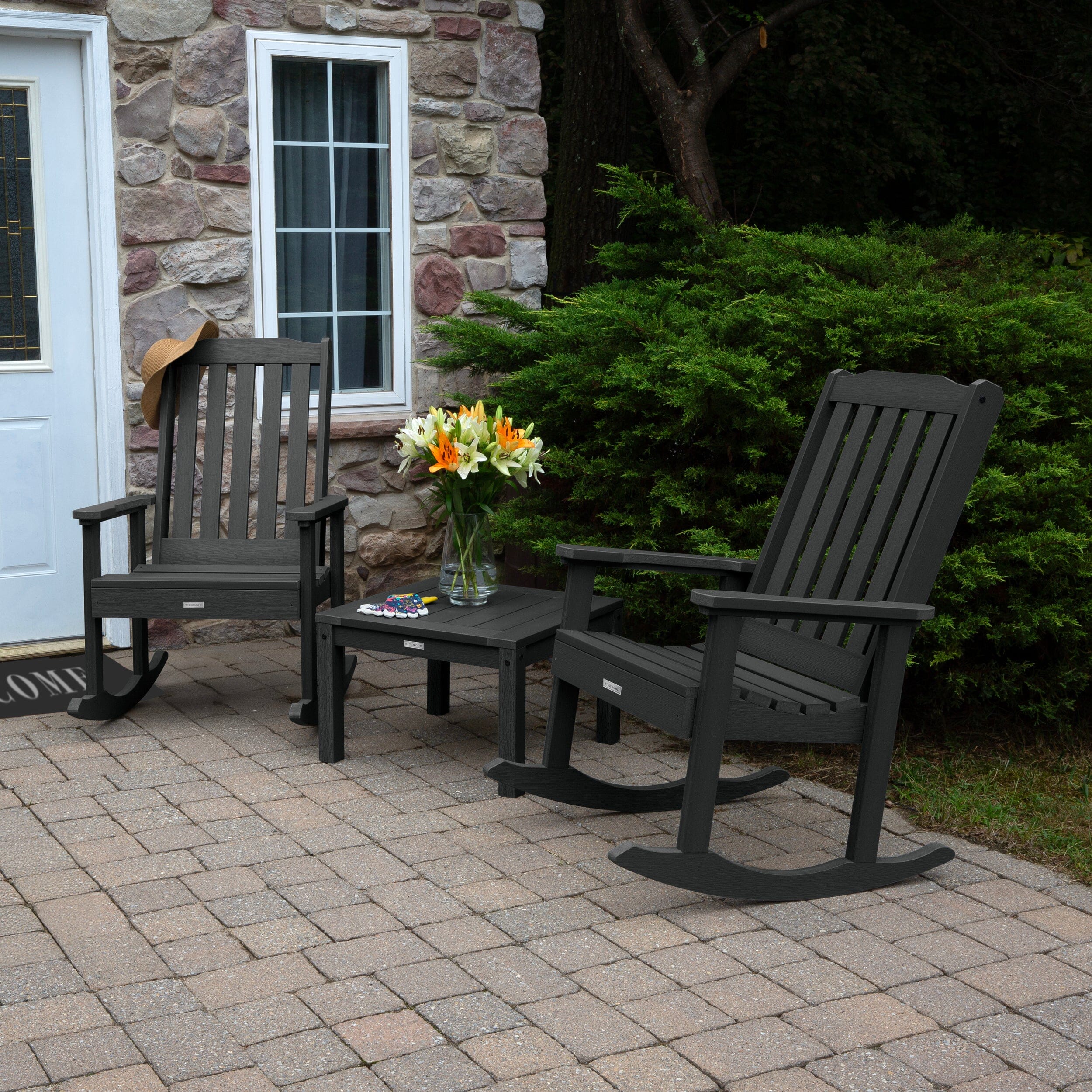 2 Lehigh Rocking Chairs with Adirondack Side Table - Image 5