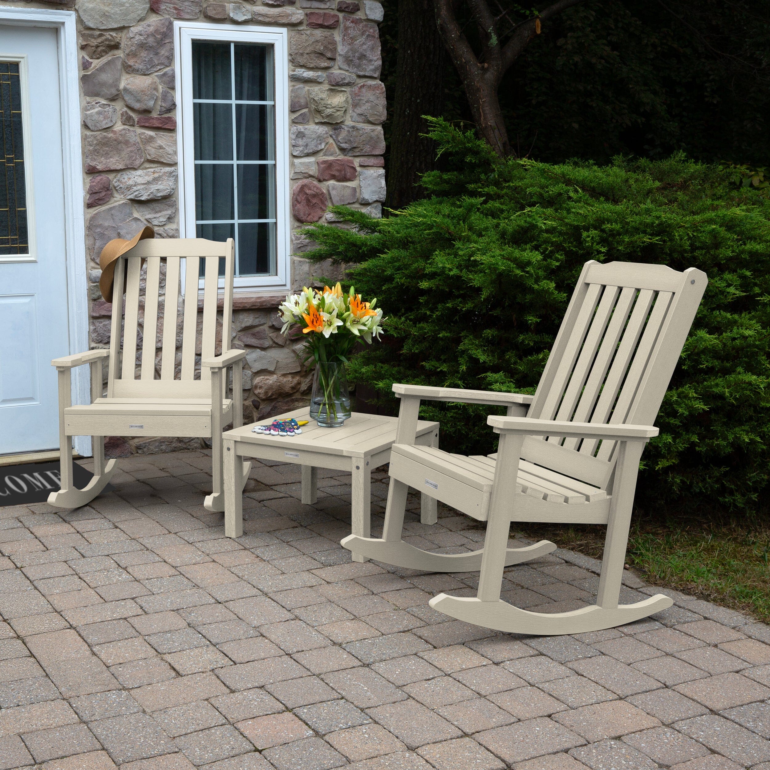 2 Lehigh Rocking Chairs with Adirondack Side Table - Image 8